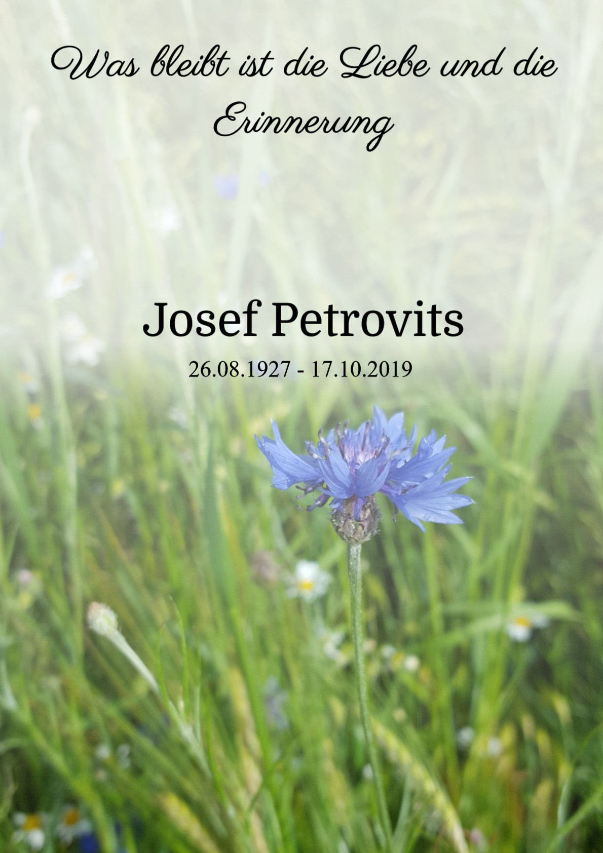 Traueranzeige von Josef Petrovits