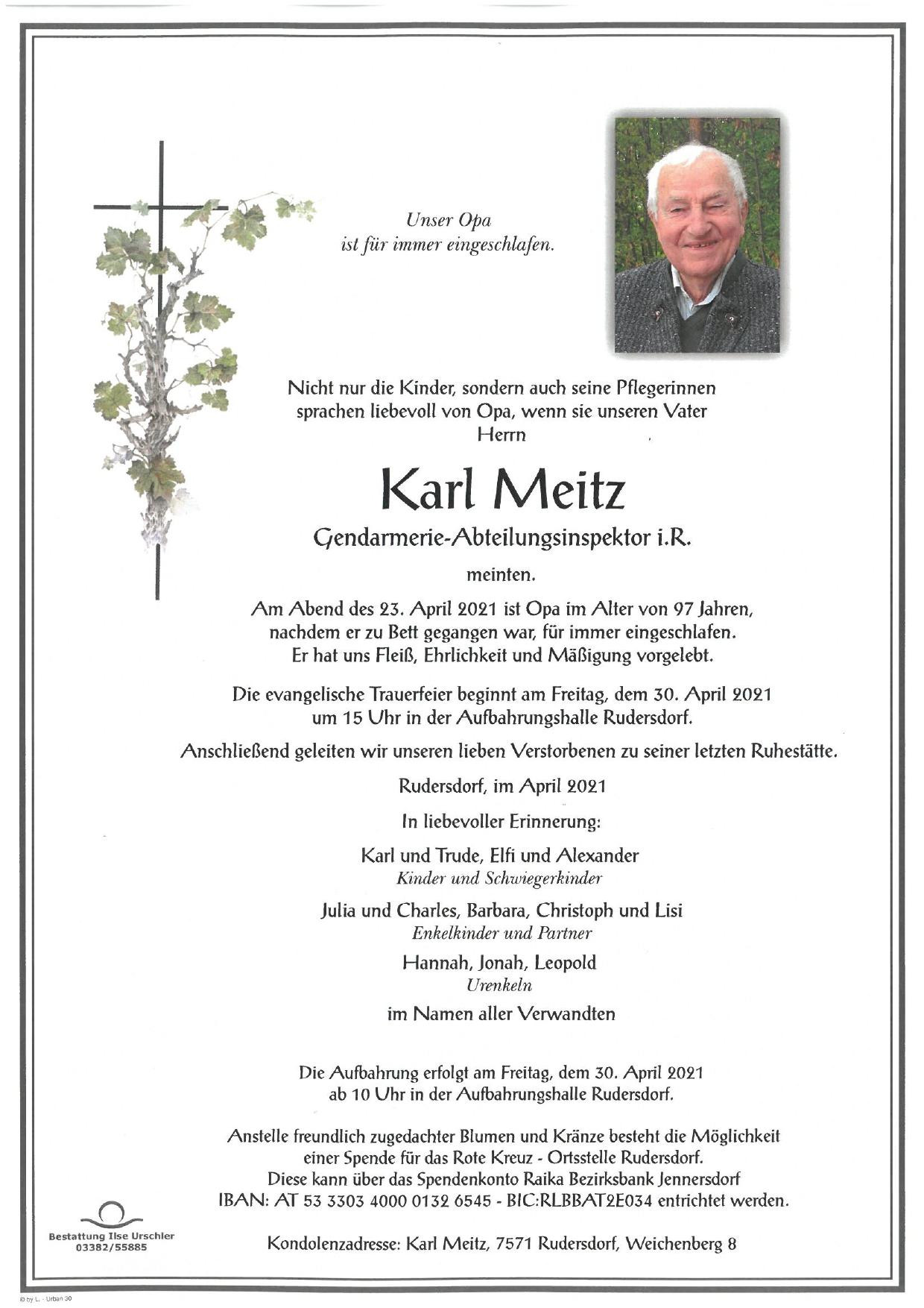 Traueranzeige von Karl Meitz