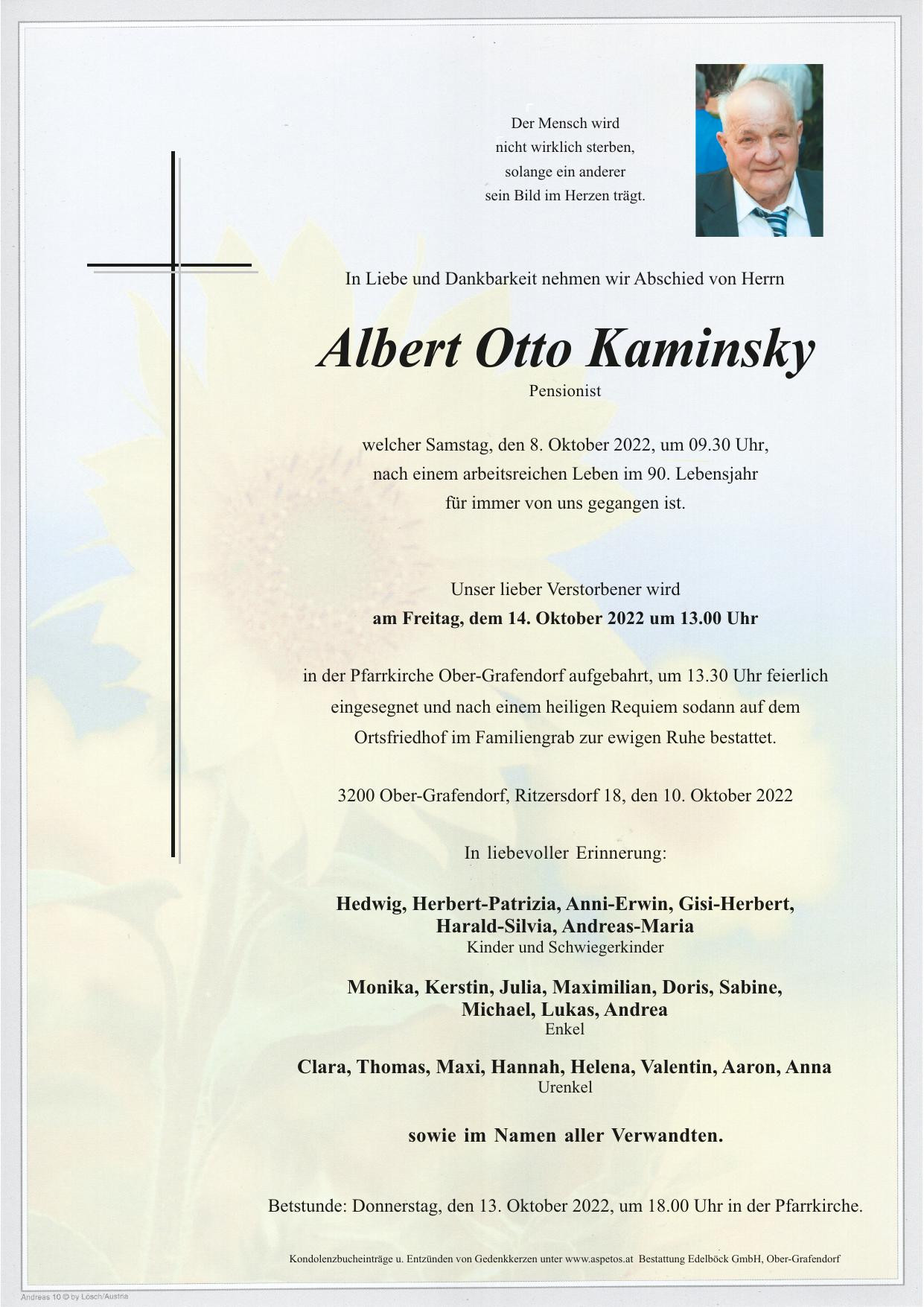 Traueranzeige von Albert Otto Kaminsky