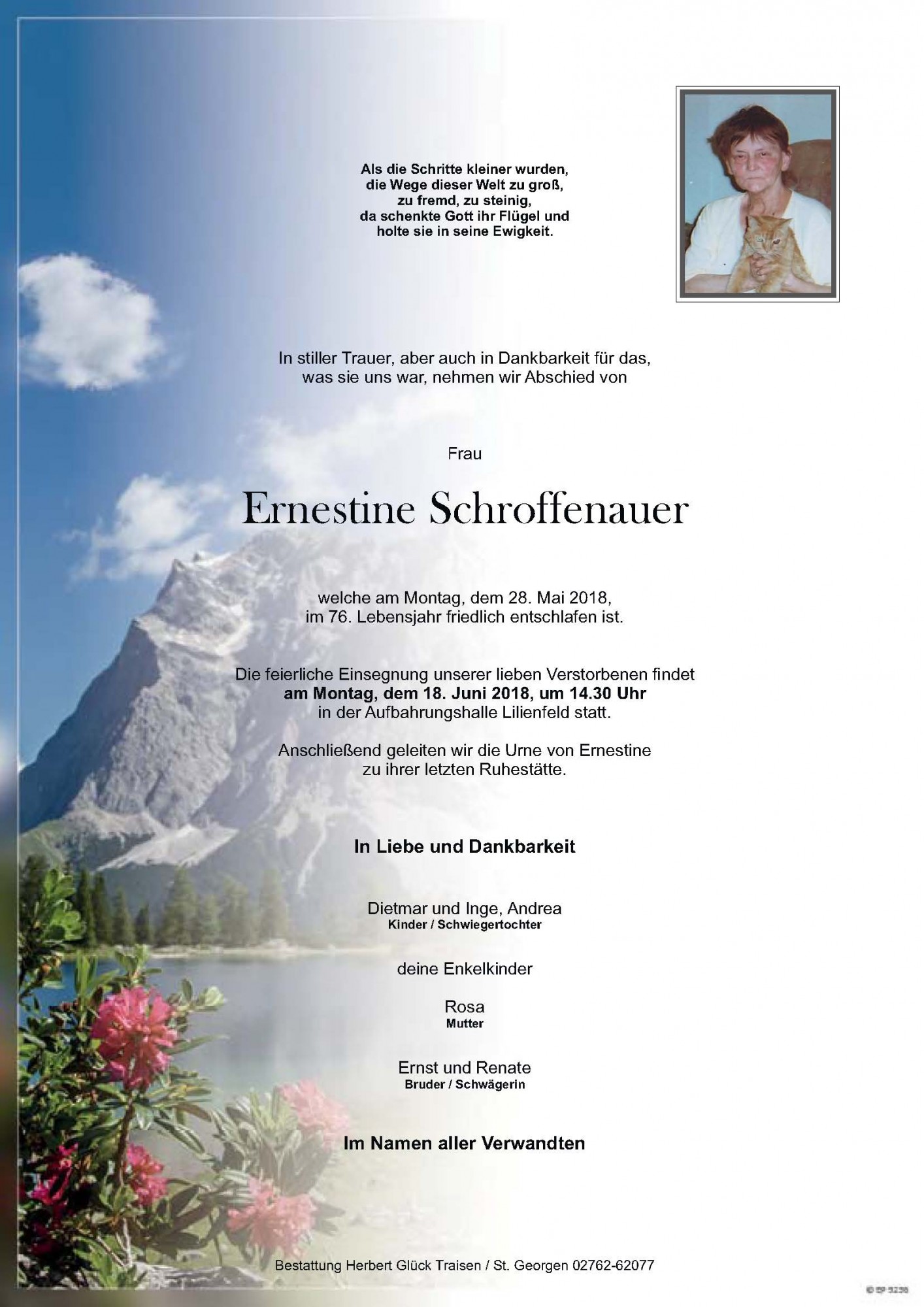Traueranzeige von Ernestine Schroffenauer