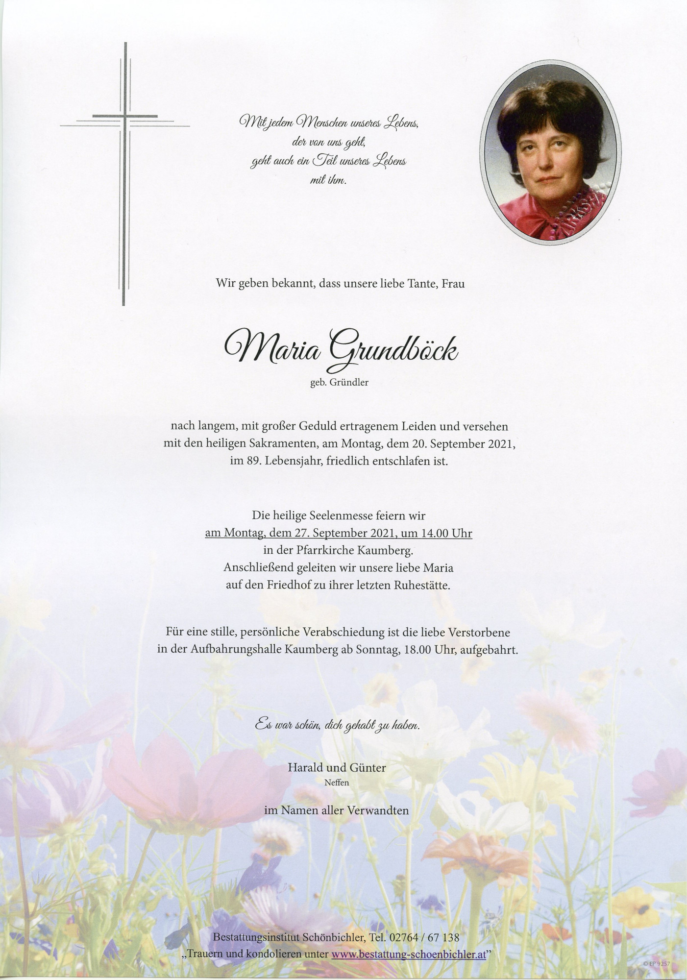 Traueranzeige von Maria Grundböck