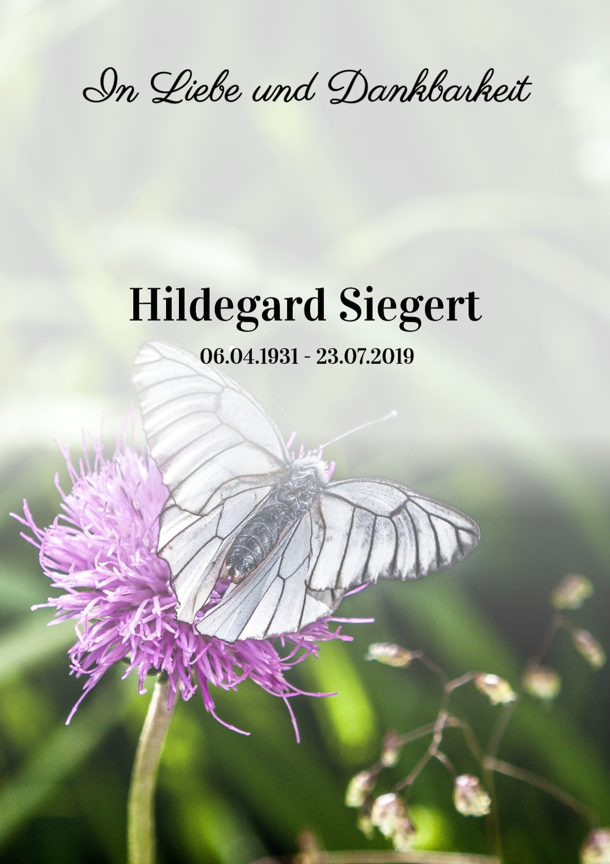 Traueranzeige von Hildegard Siegert