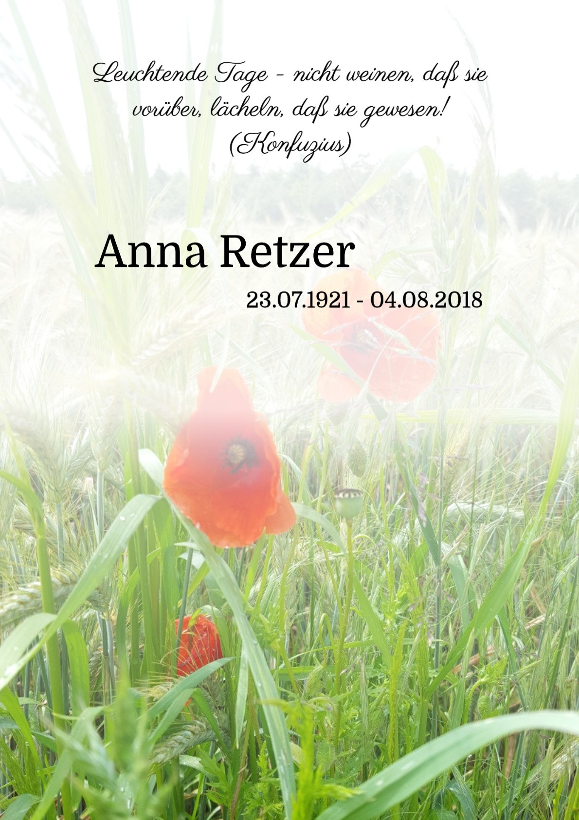 Traueranzeige von Anna Retzer