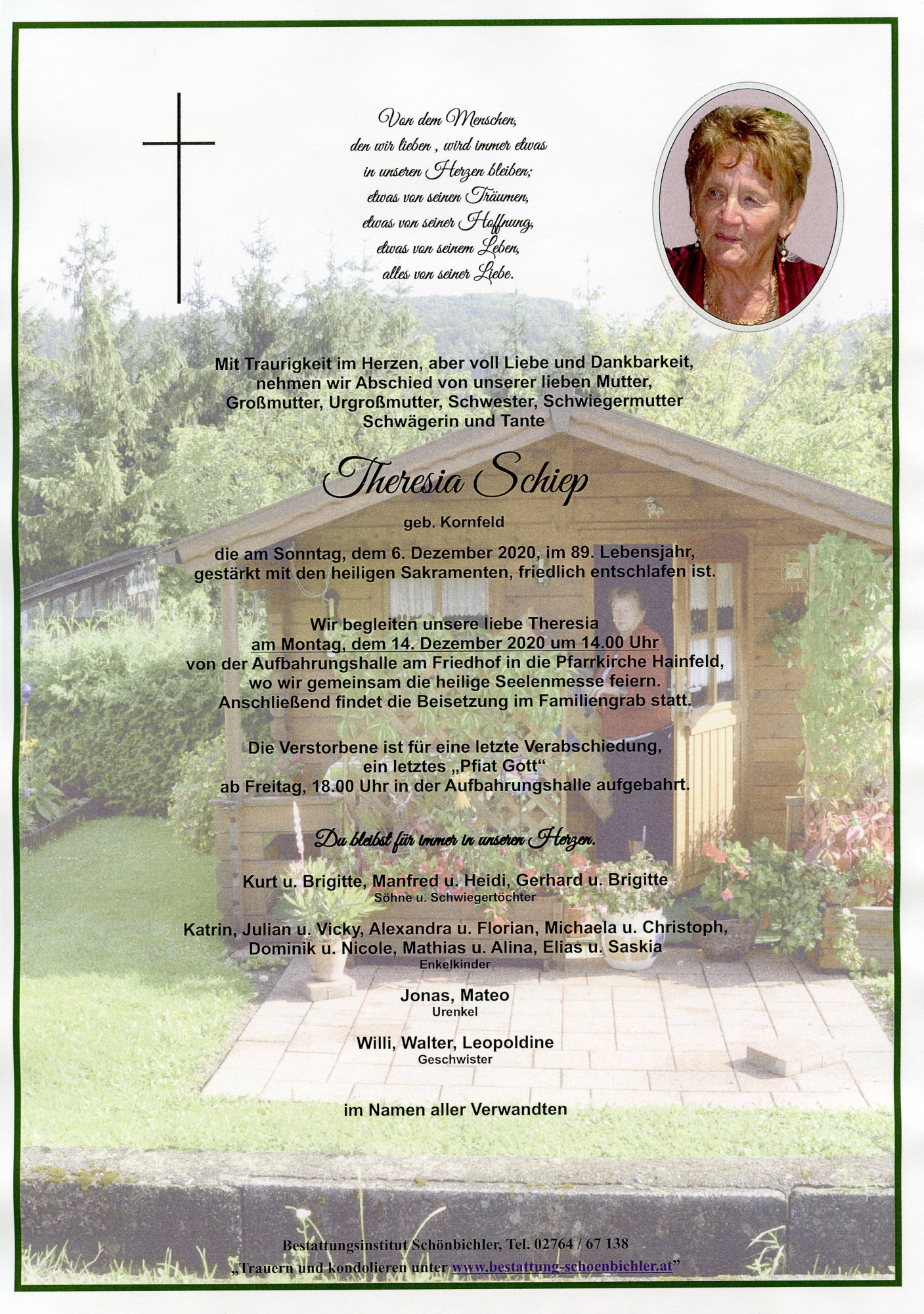 Traueranzeige von Theresia Schiep