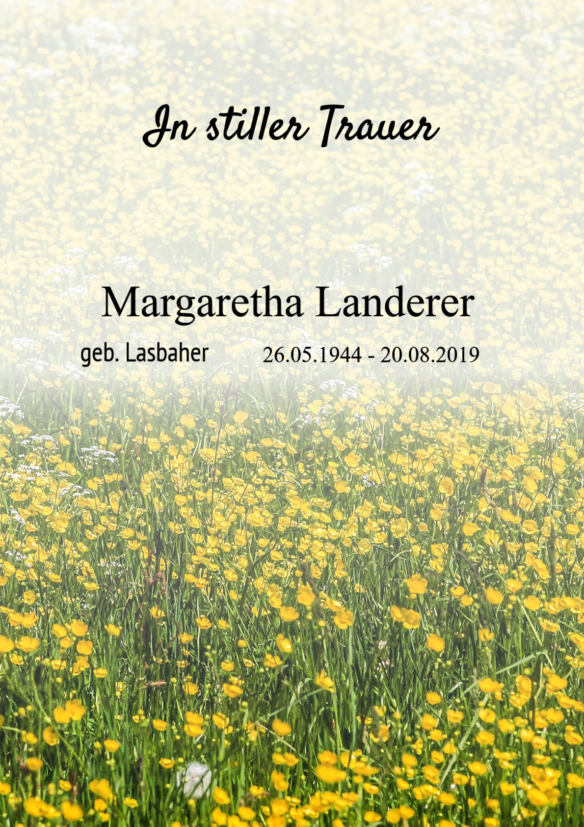 Traueranzeige von Margaretha Landerer