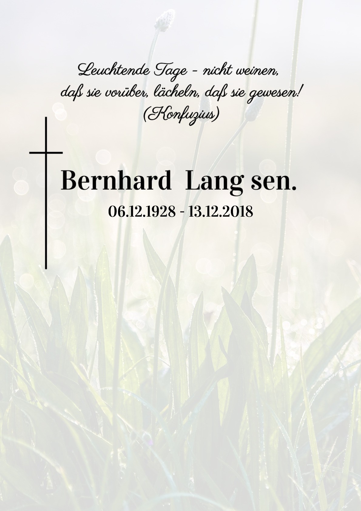 Traueranzeige von Bernhard Lang sen.