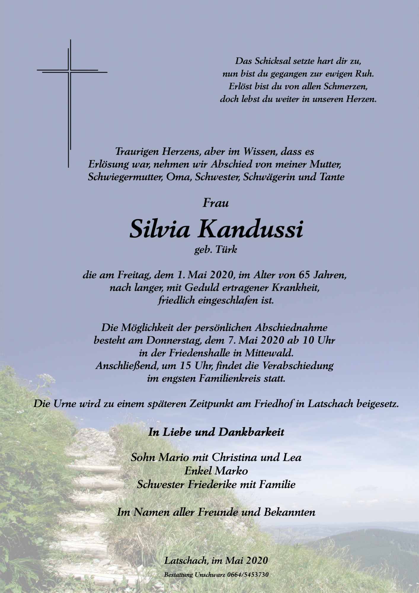 Traueranzeige von Silvia Kandussi