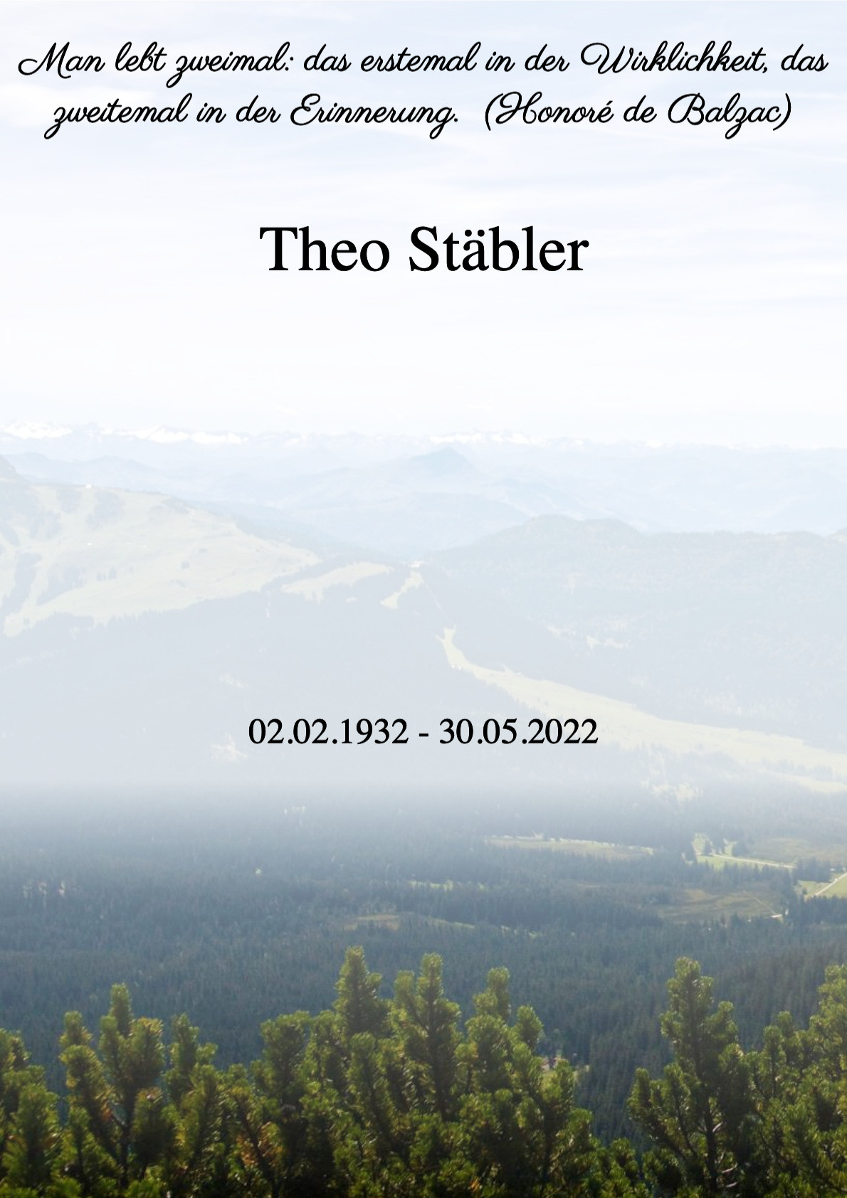 Traueranzeige von Theo Stäbler