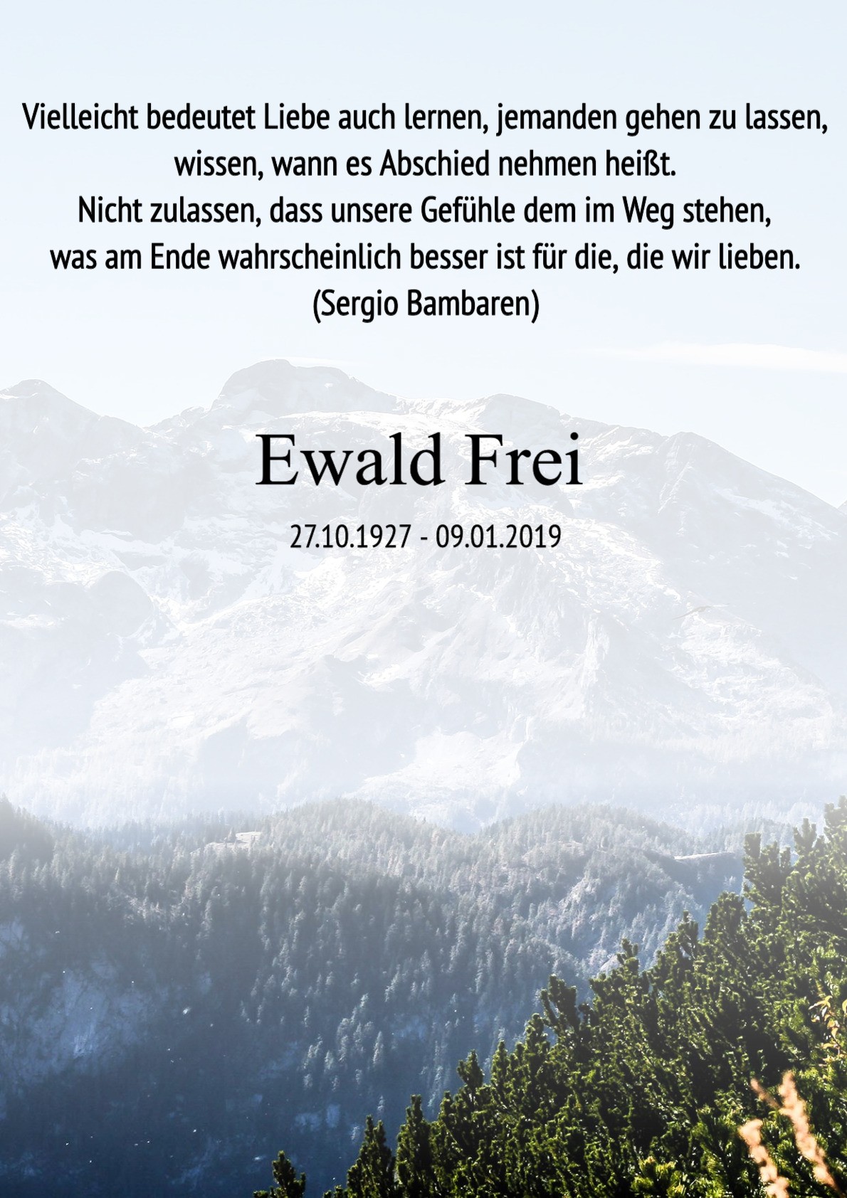Traueranzeige von Ewald Frei