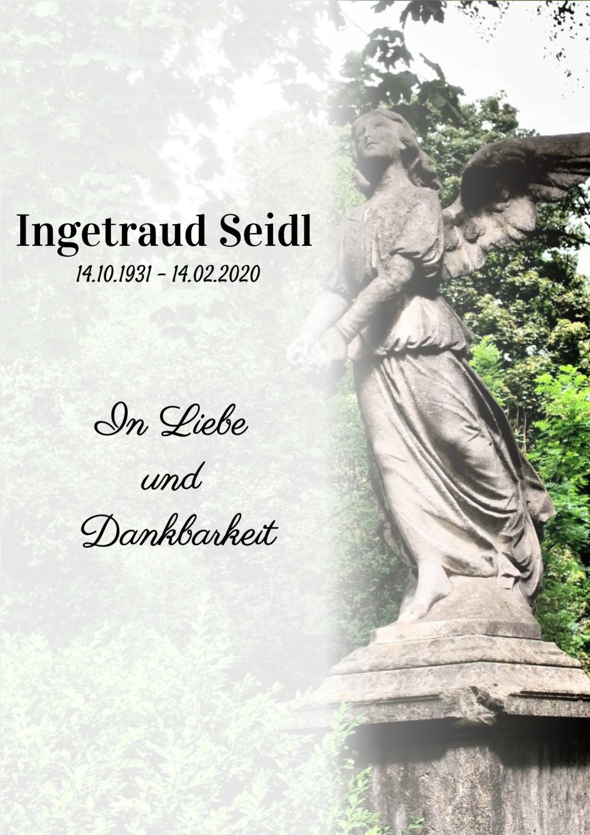 Traueranzeige von Ingetraud Seidl