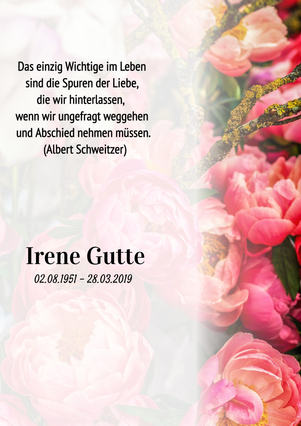 Traueranzeige von Irene Gutte
