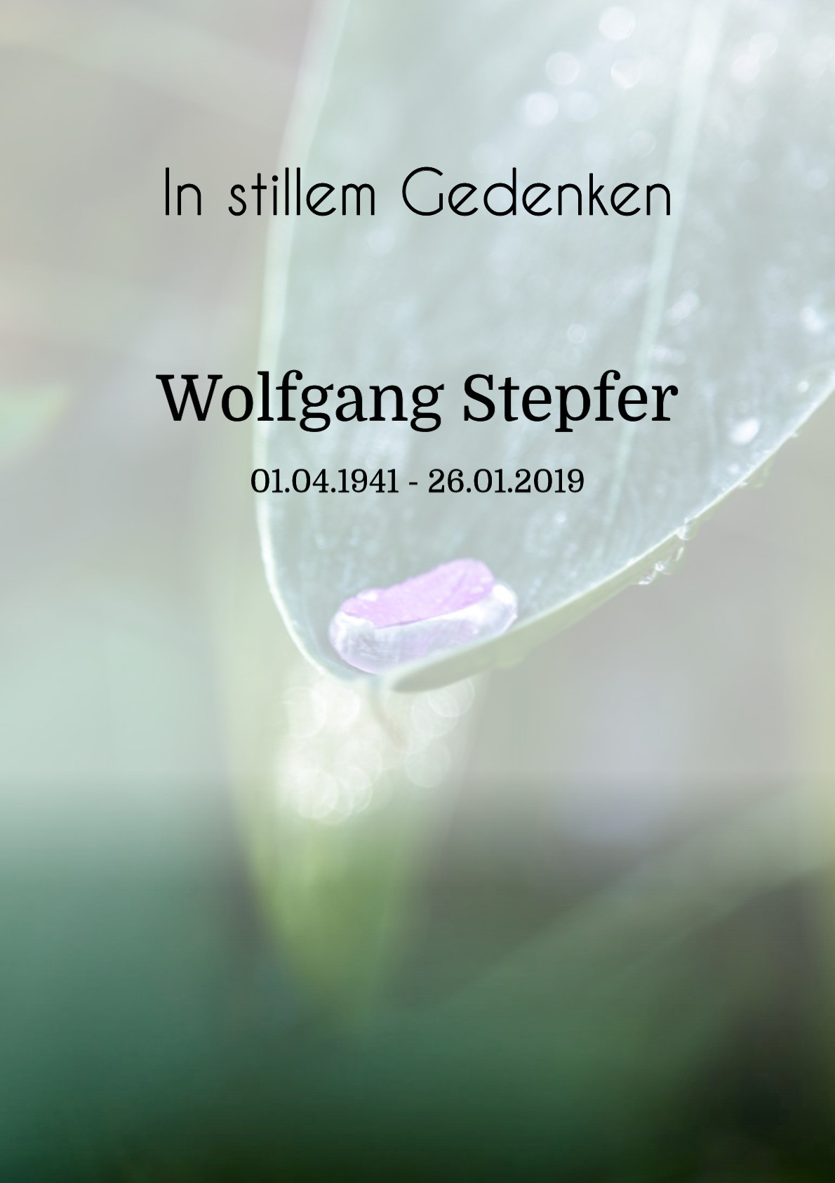 Traueranzeige von Wolfgang Stepfer