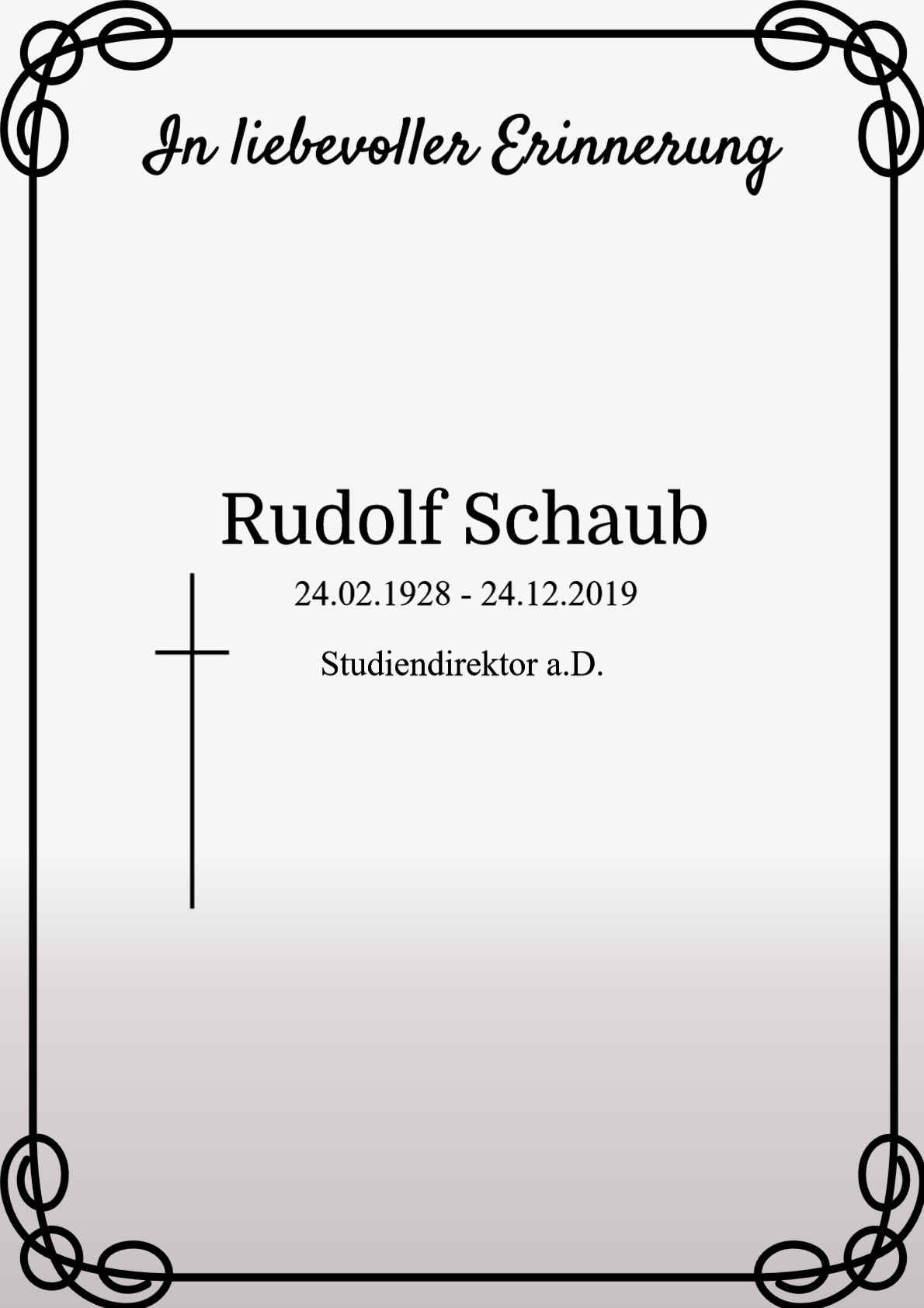 Traueranzeige von Rudolf Schaub