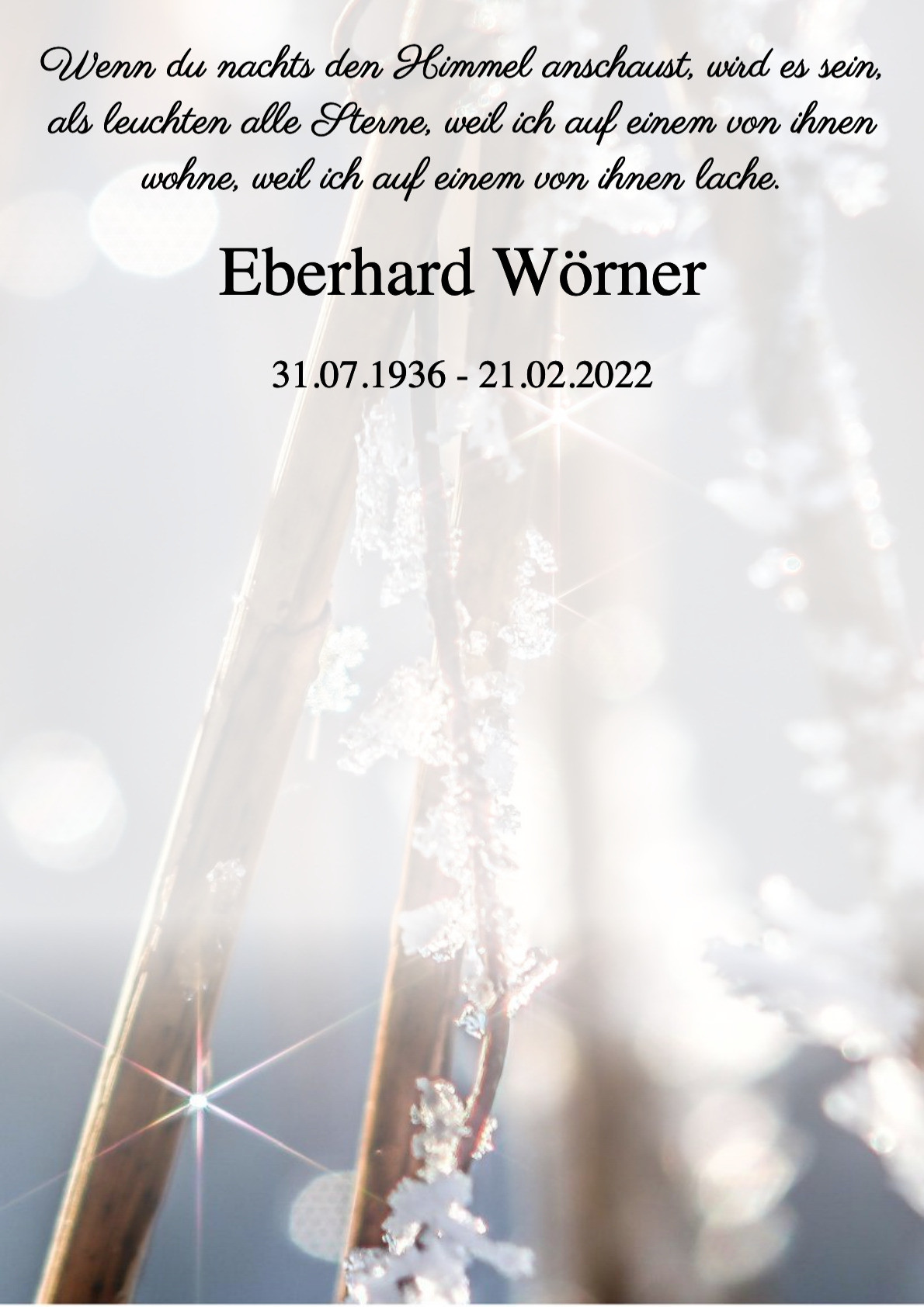 Traueranzeige von Eberhard Wörner