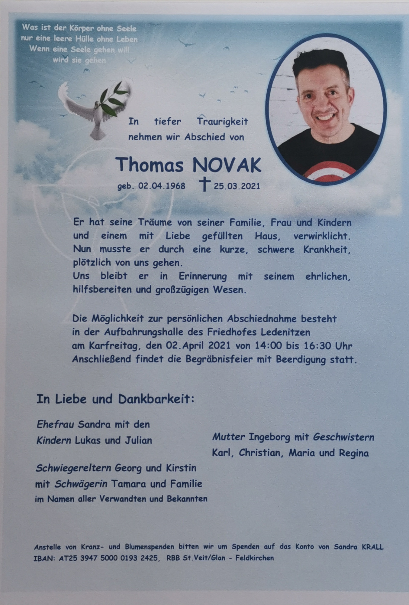 Traueranzeige von Thomas Novak