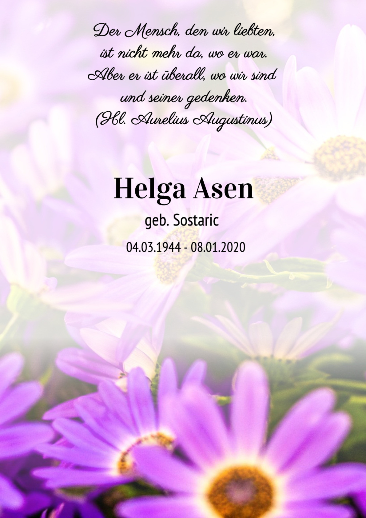 Traueranzeige von Helga Asen