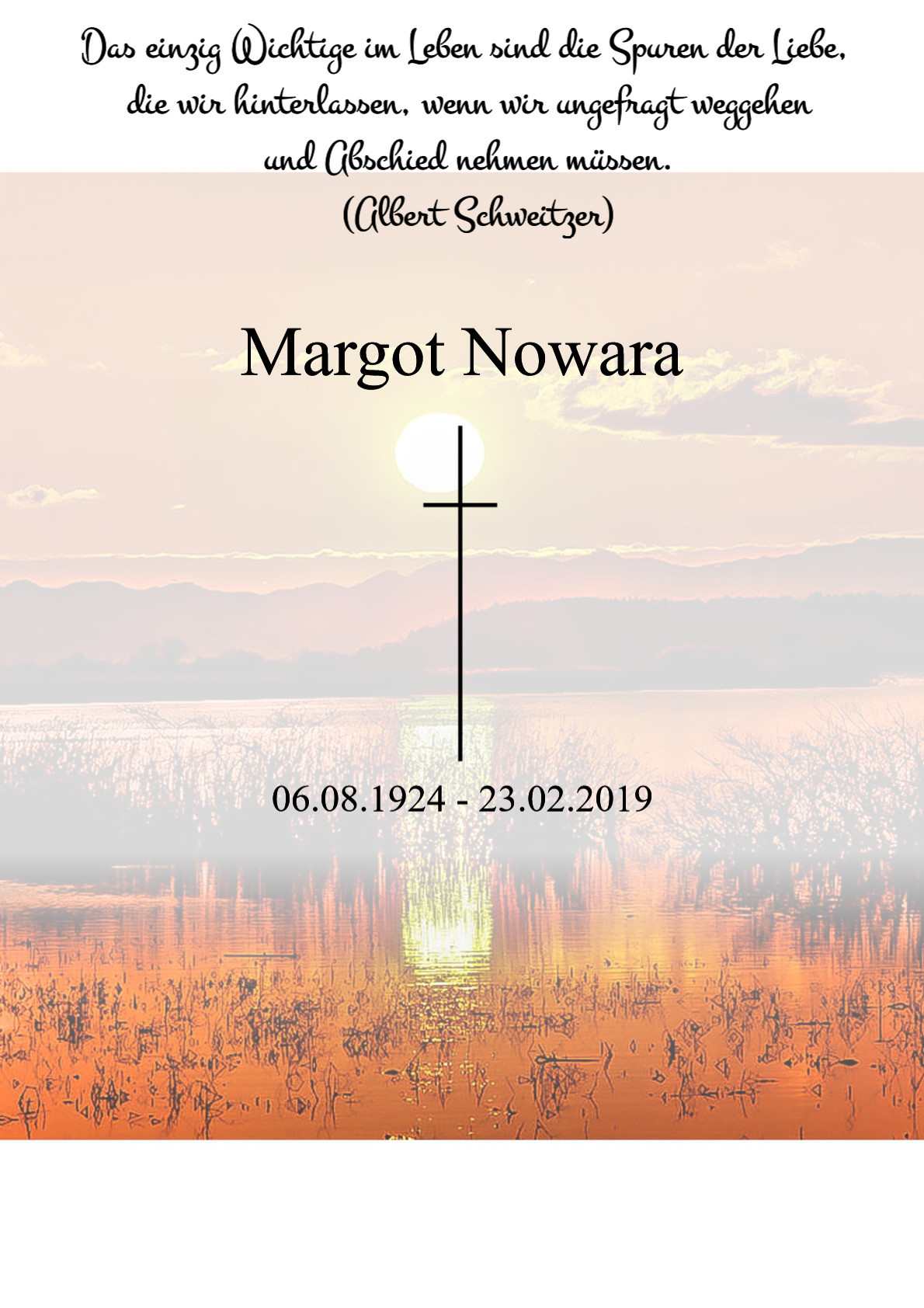 Traueranzeige von Margot Nowara
