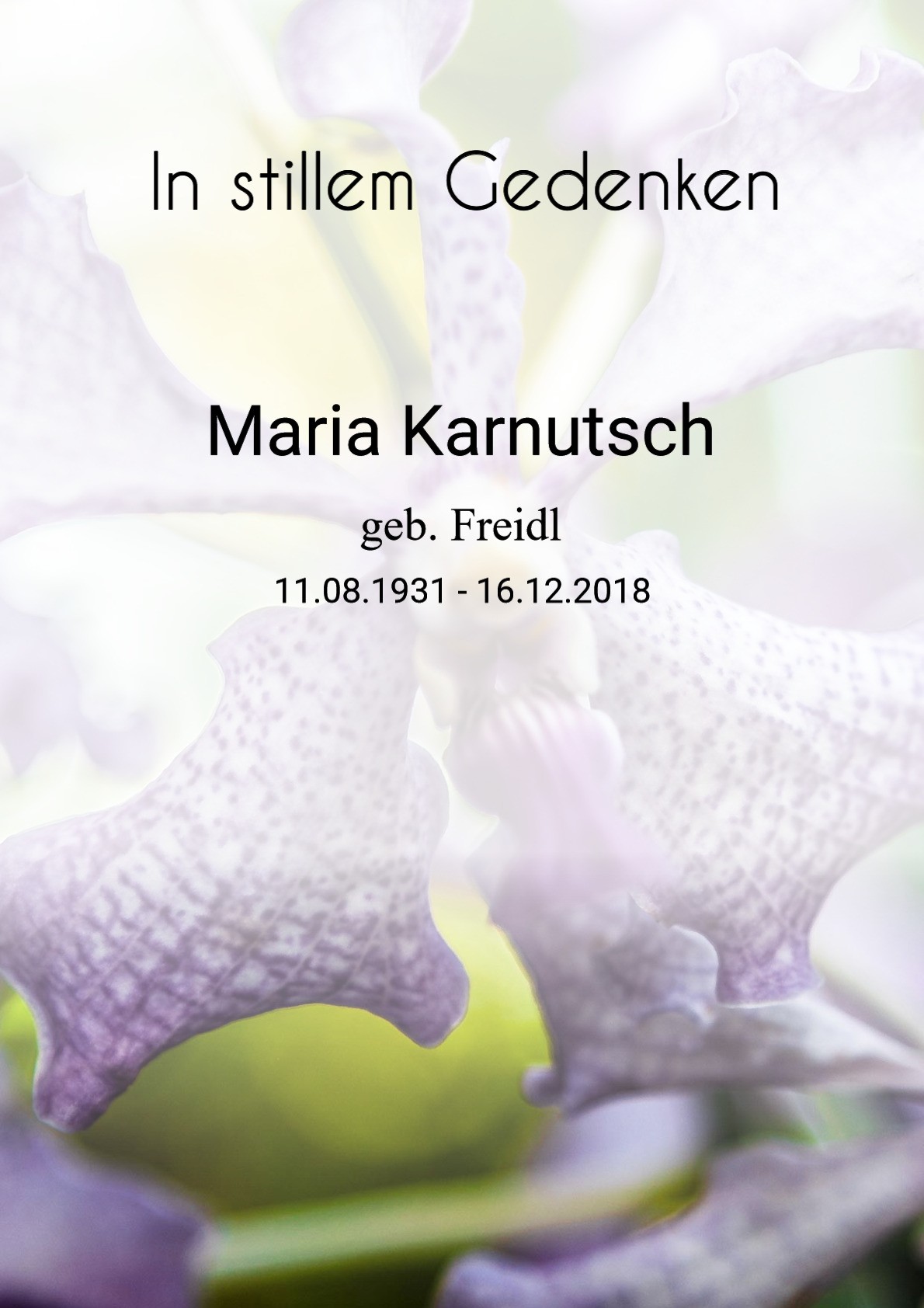 Traueranzeige von Maria Karnutsch