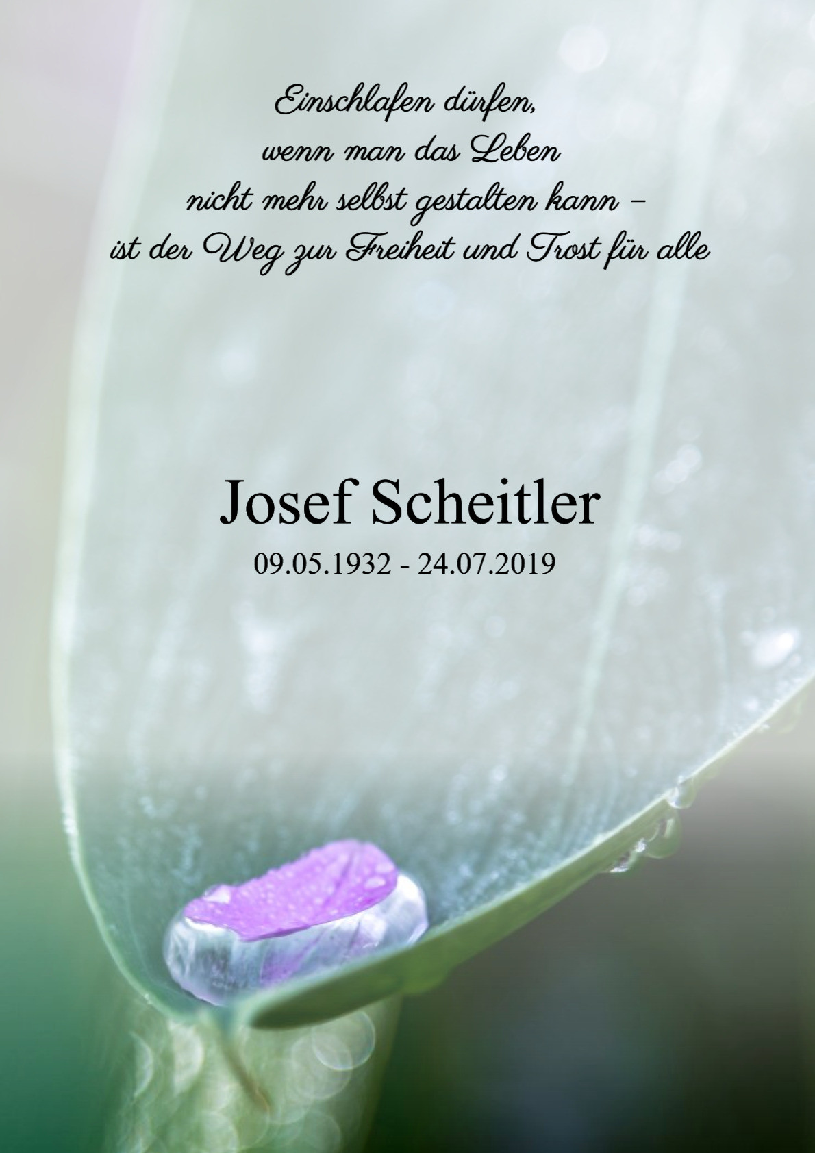 Traueranzeige von Josef Scheitler