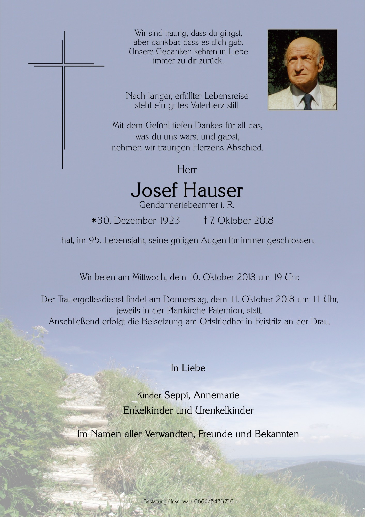 Traueranzeige von Josef Hauser