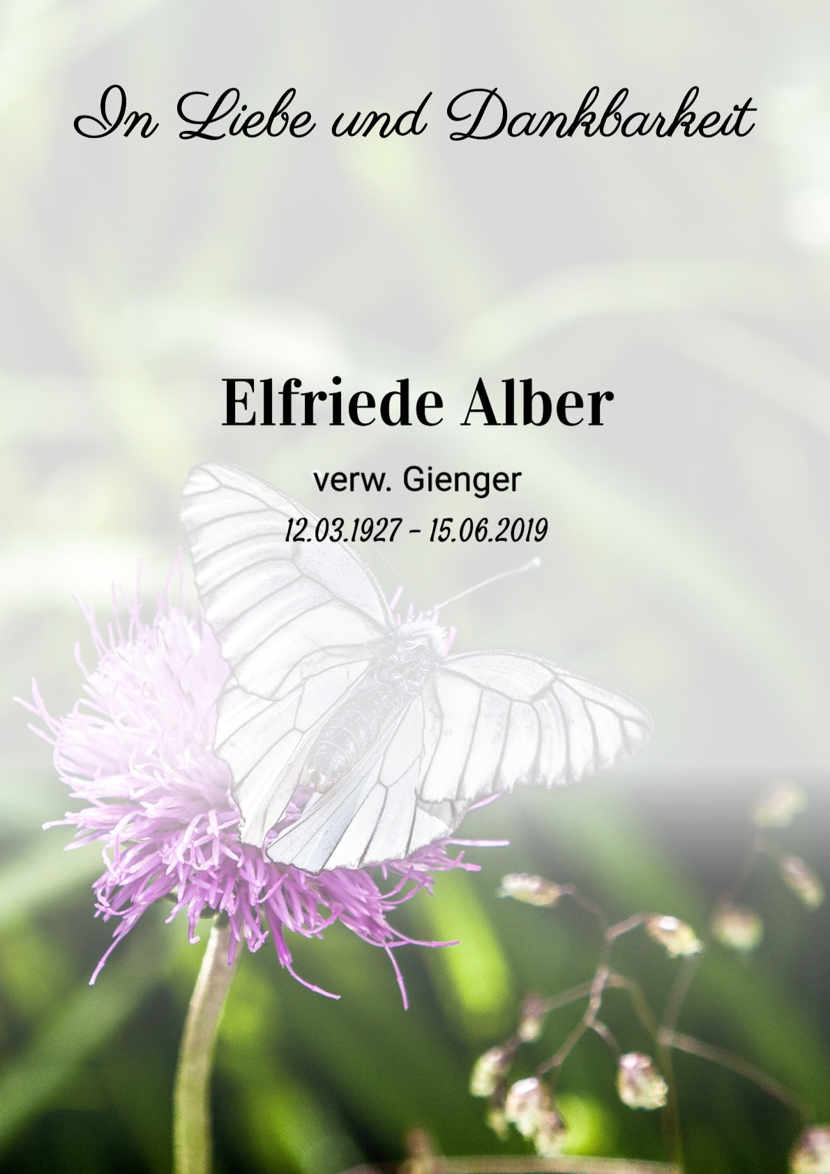 Traueranzeige von Elfriede Alber