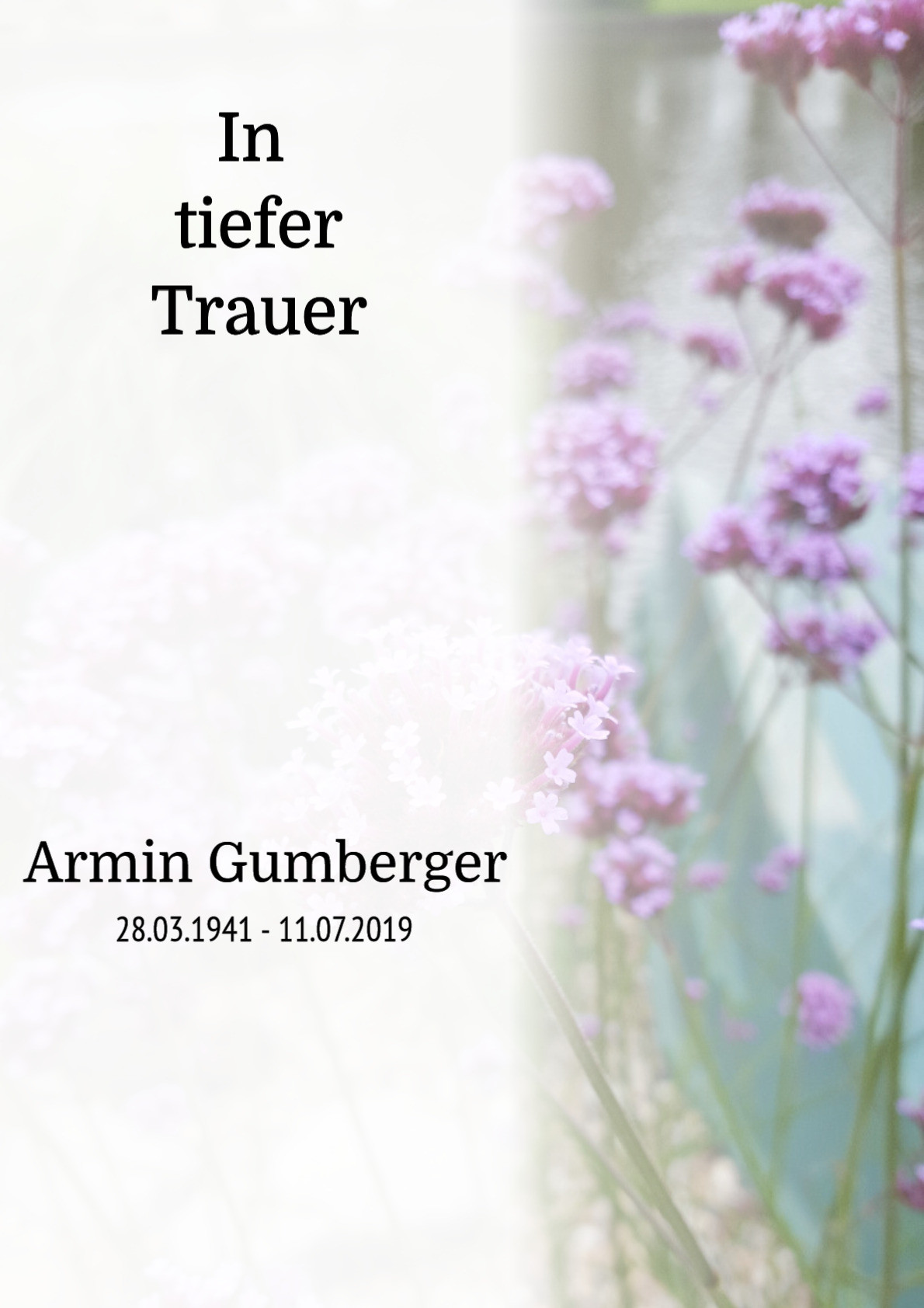 Traueranzeige von Armin Gumberger