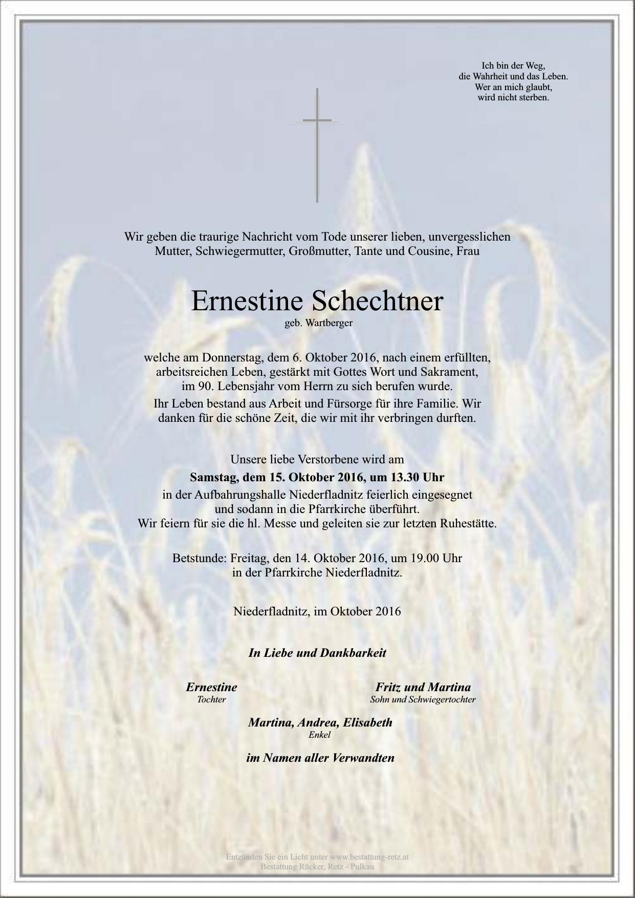 Traueranzeige von Ernestine Schechtner