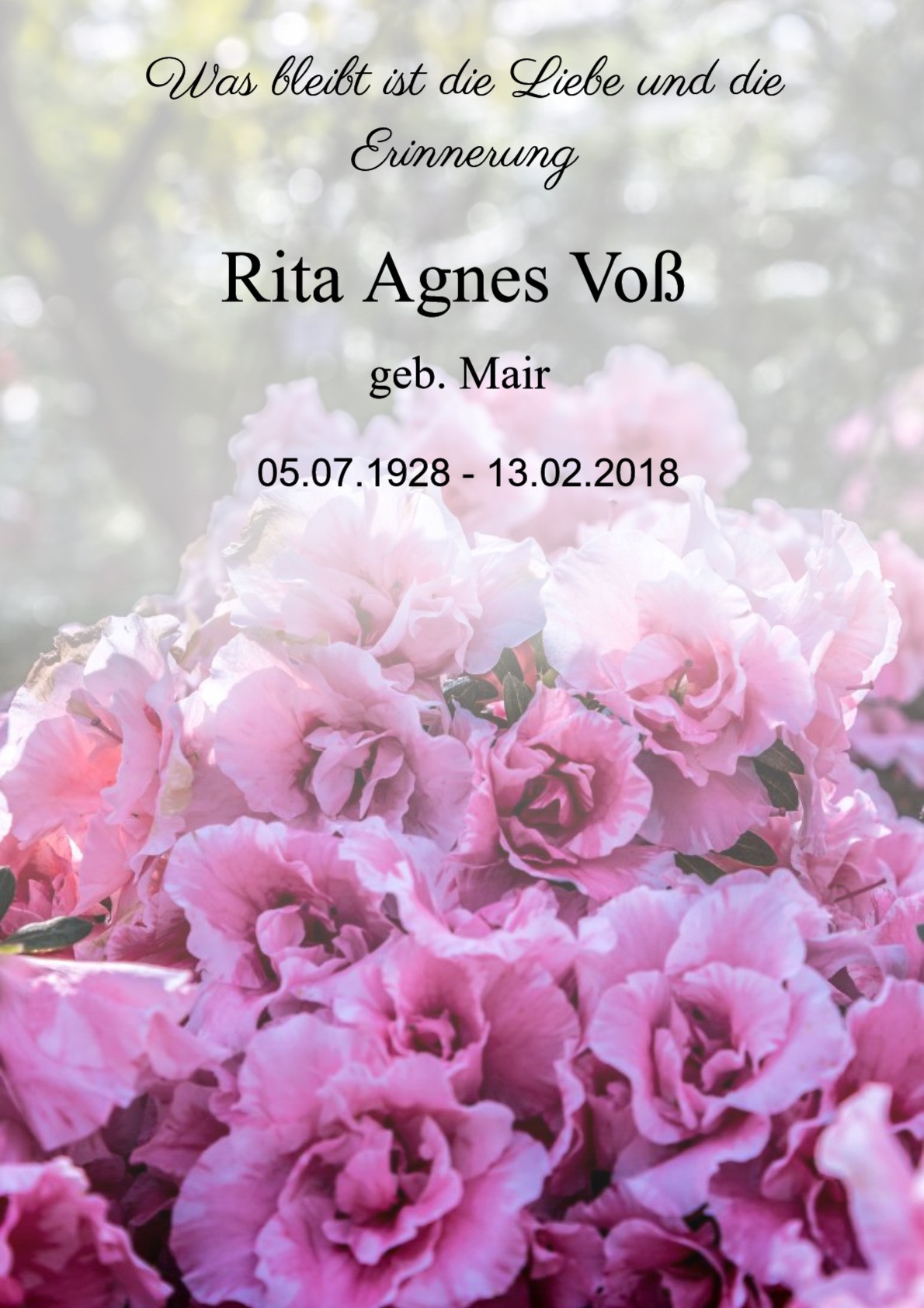 Traueranzeige von Rita Agnes Voß