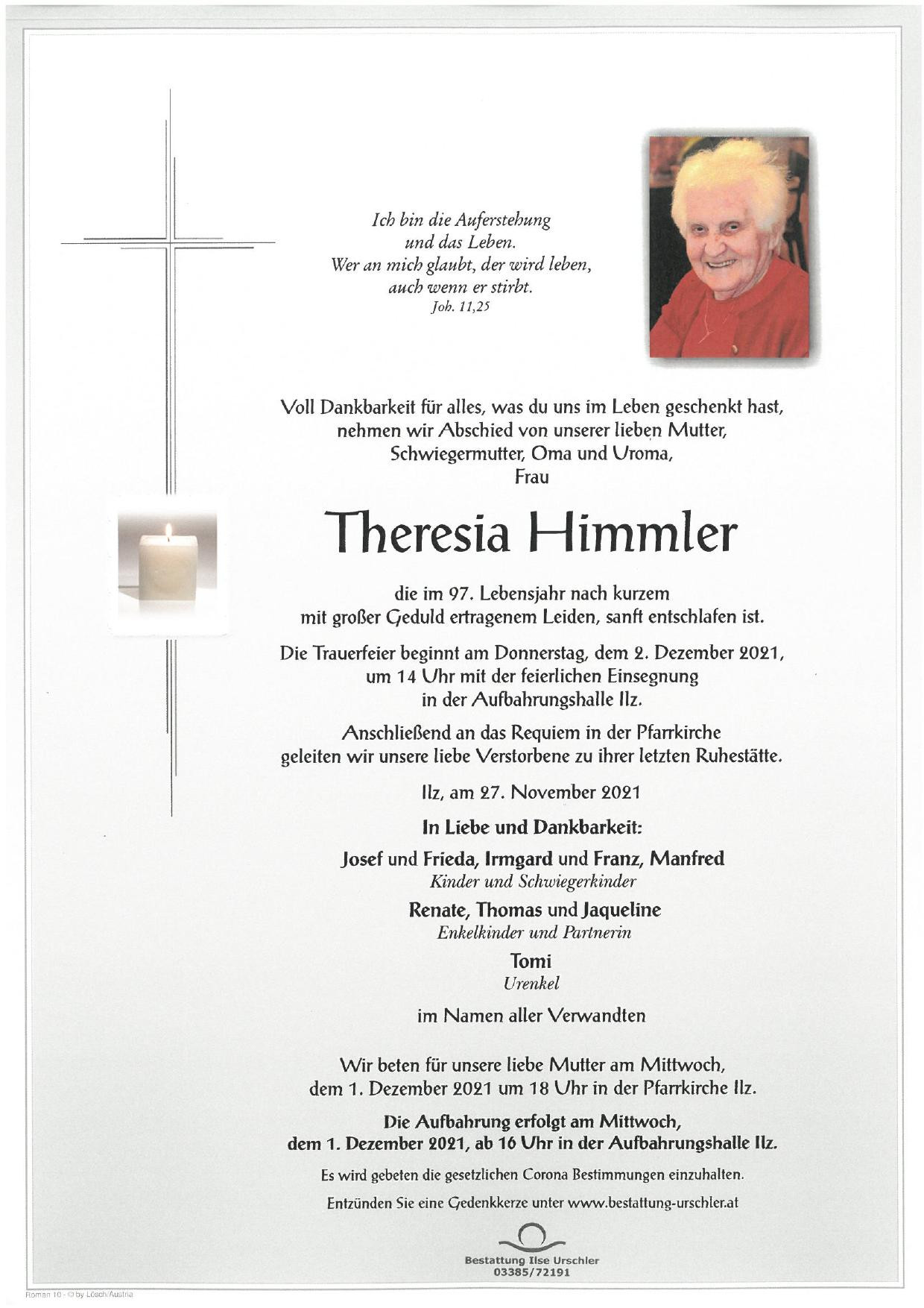 Traueranzeige von Theresia Himmler