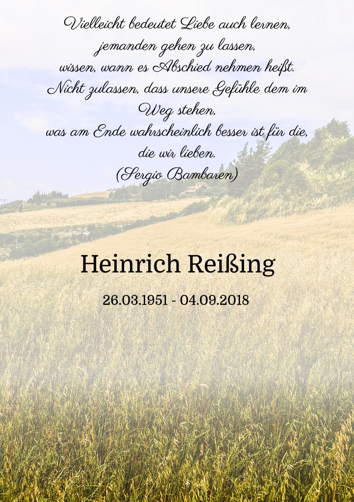 Traueranzeige von Heinrich Reißing
