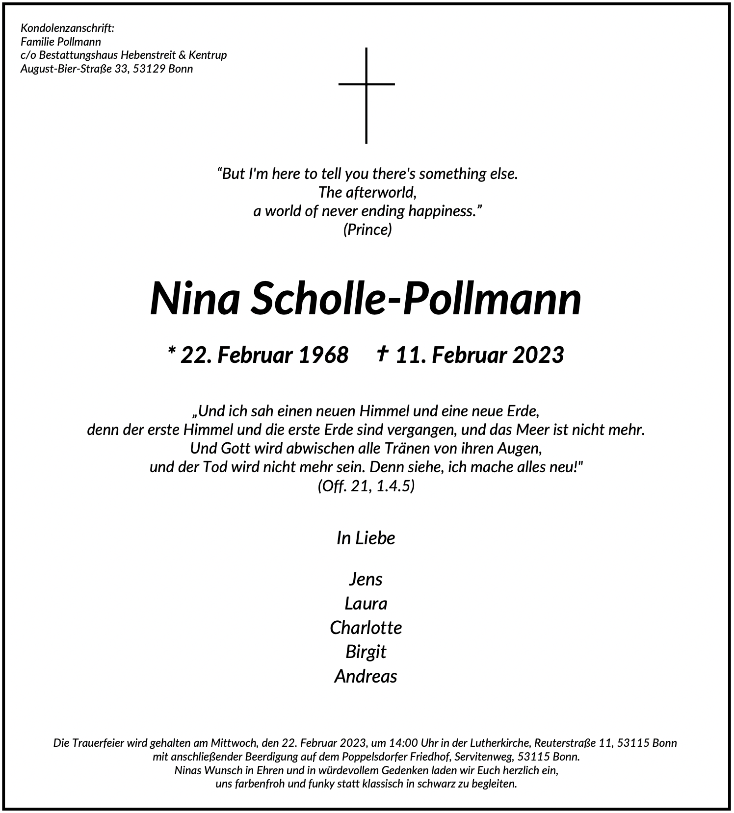 Traueranzeige von Nina Scholle-Pollmann