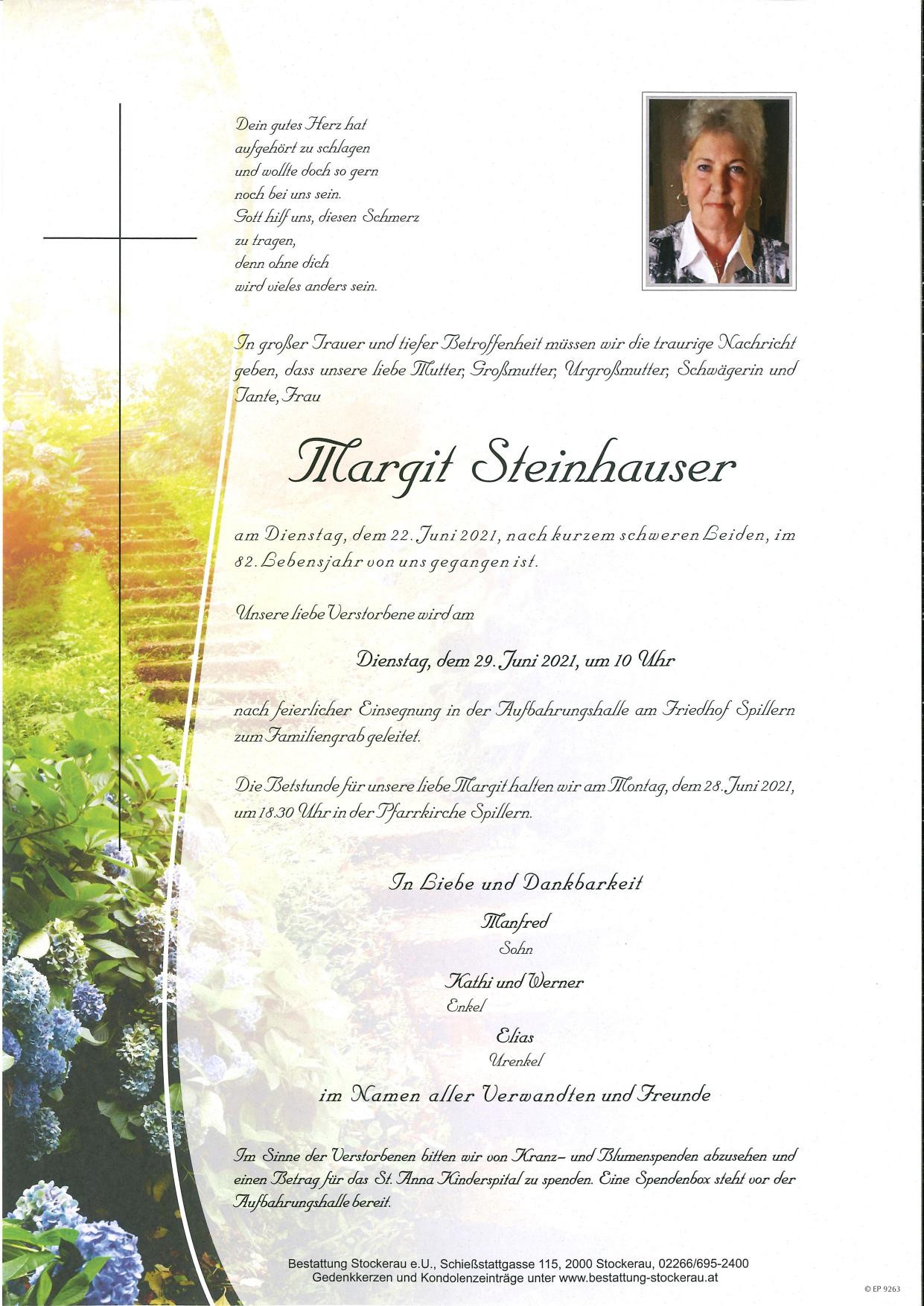 Traueranzeige von Margit Steinhauser