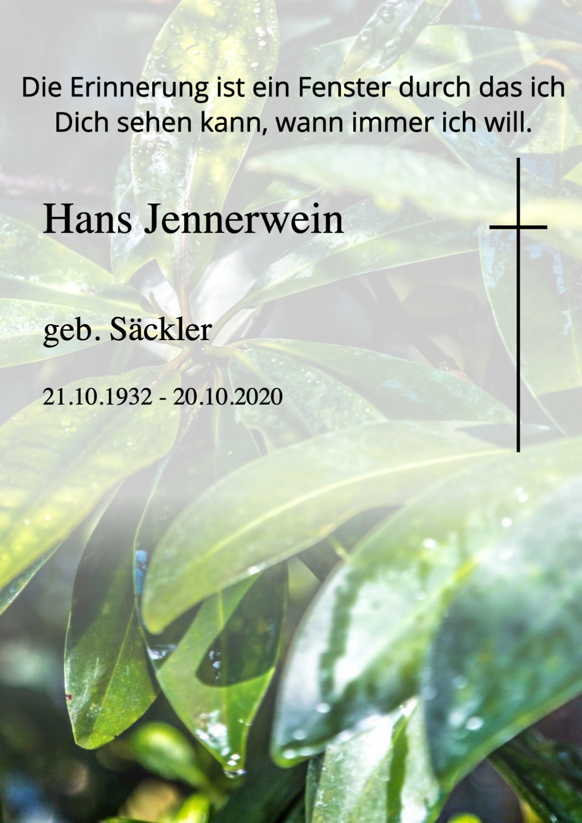Traueranzeige von Hans Jennerwein