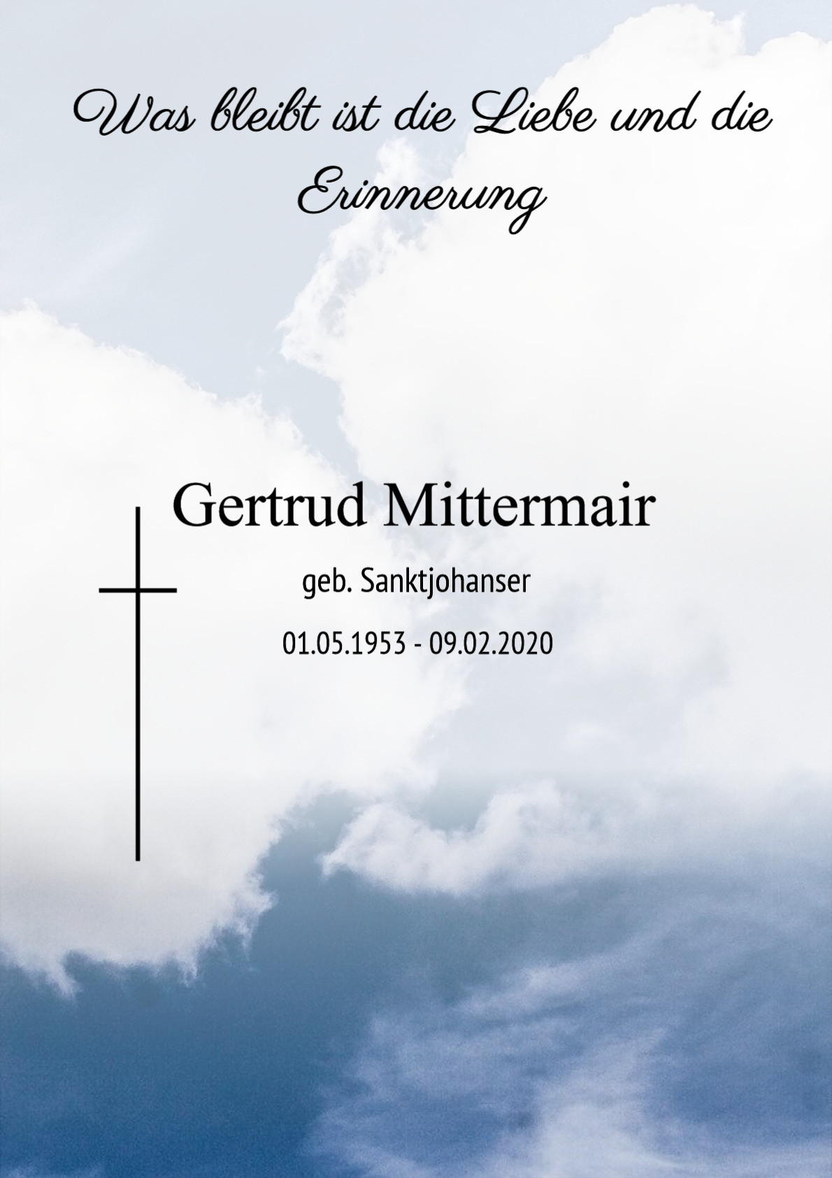 Traueranzeige von Gertrud Mittermair