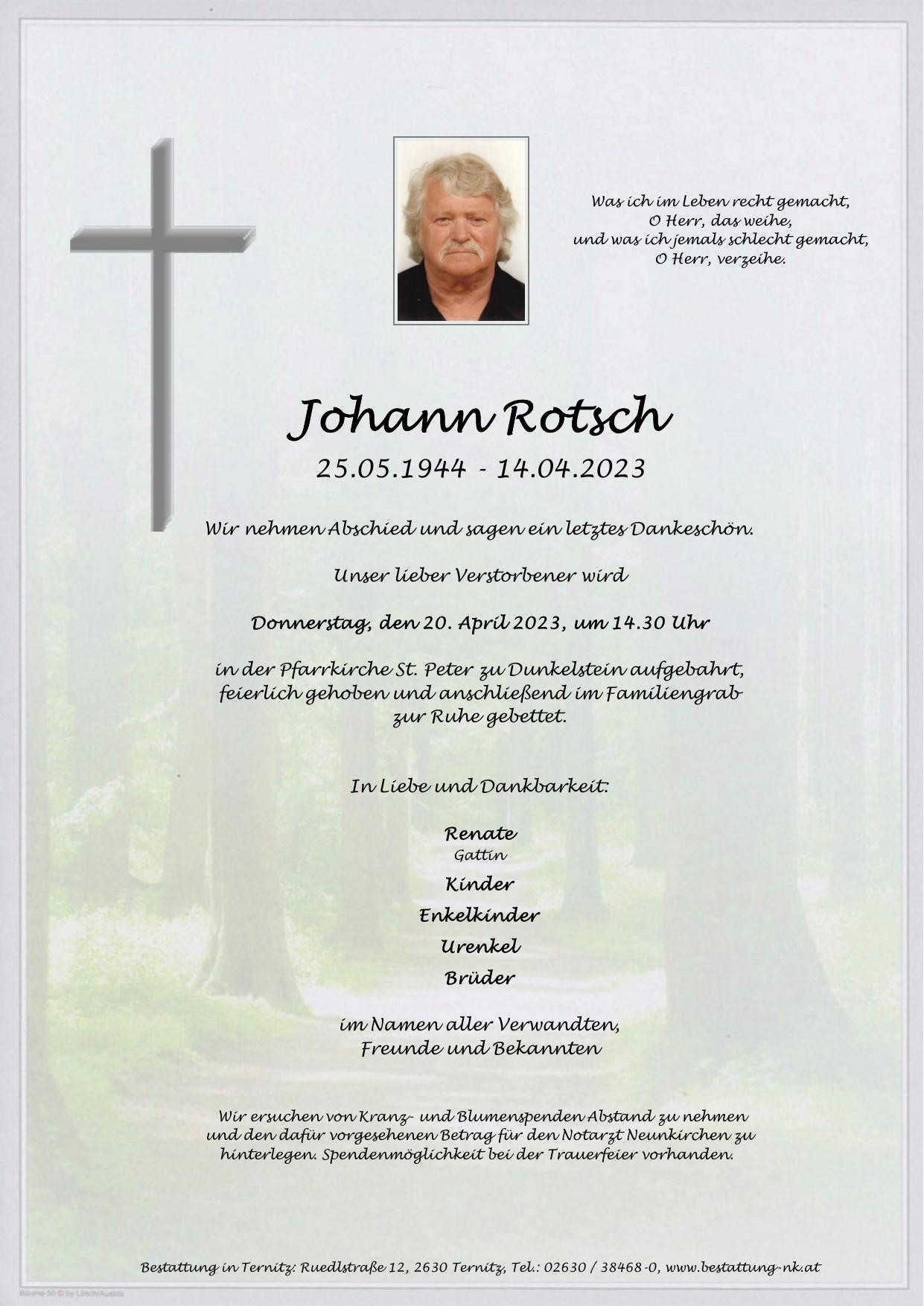 Traueranzeige von Johann Rotsch