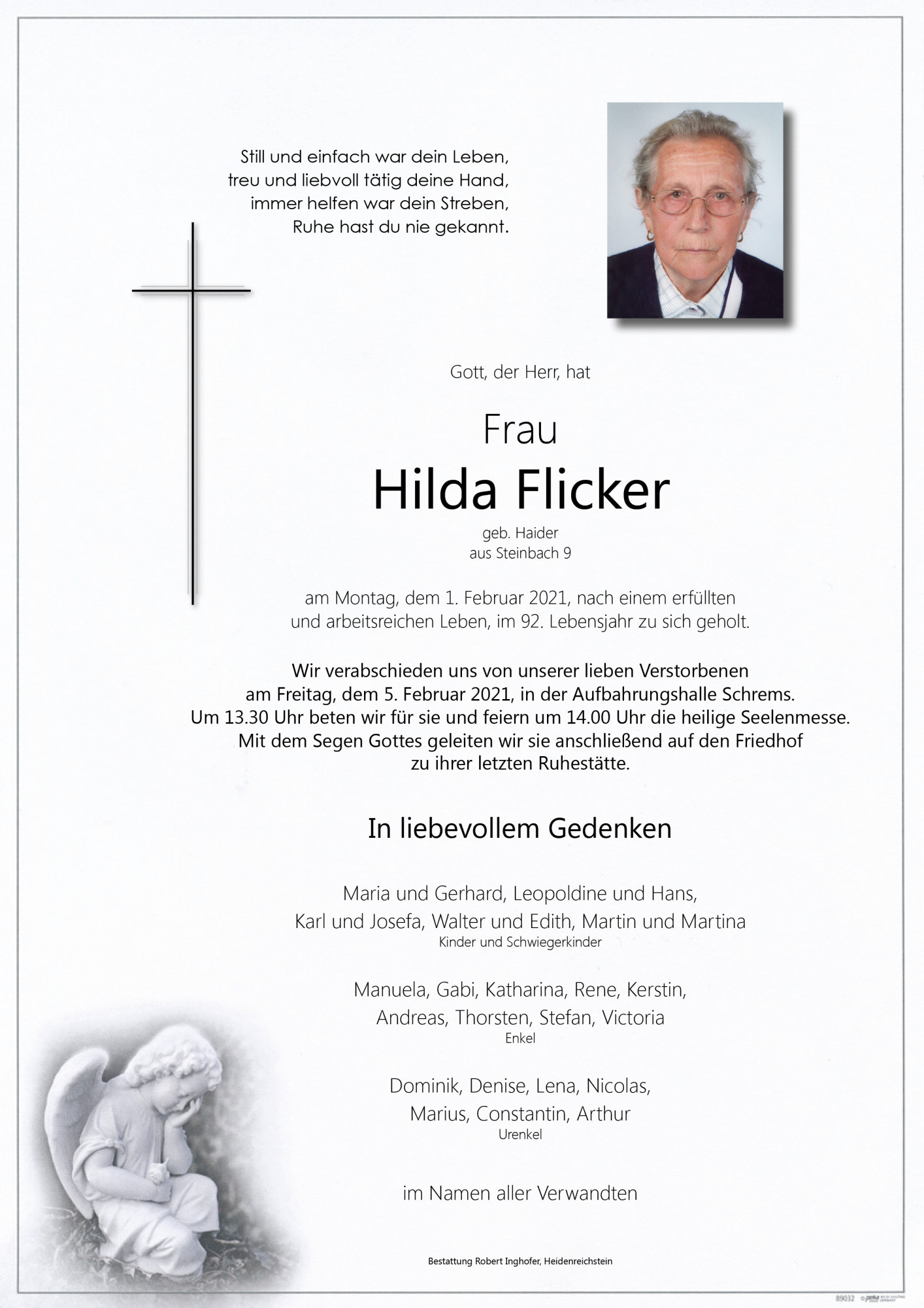 Traueranzeige von Hilda Flicker