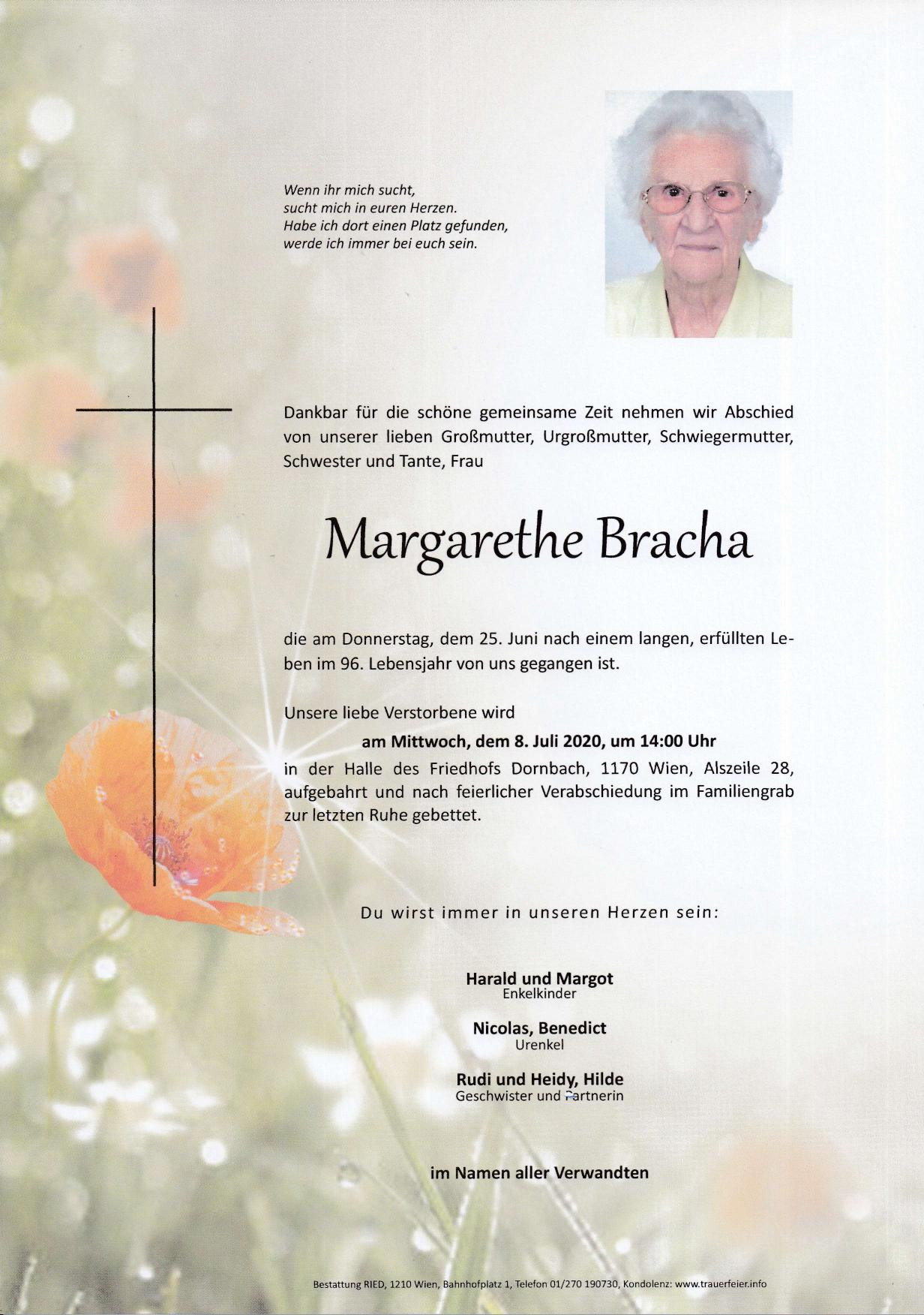 Traueranzeige von Margarethe Bracha