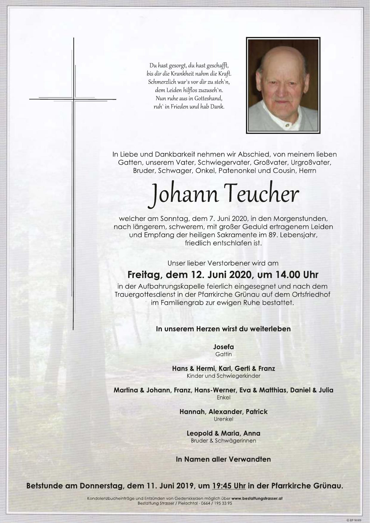 Traueranzeige von Johann Teucher