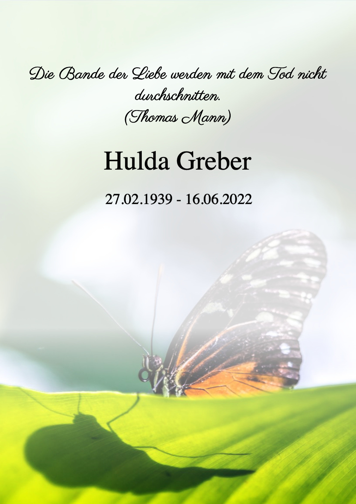 Traueranzeige von Hulda Greber