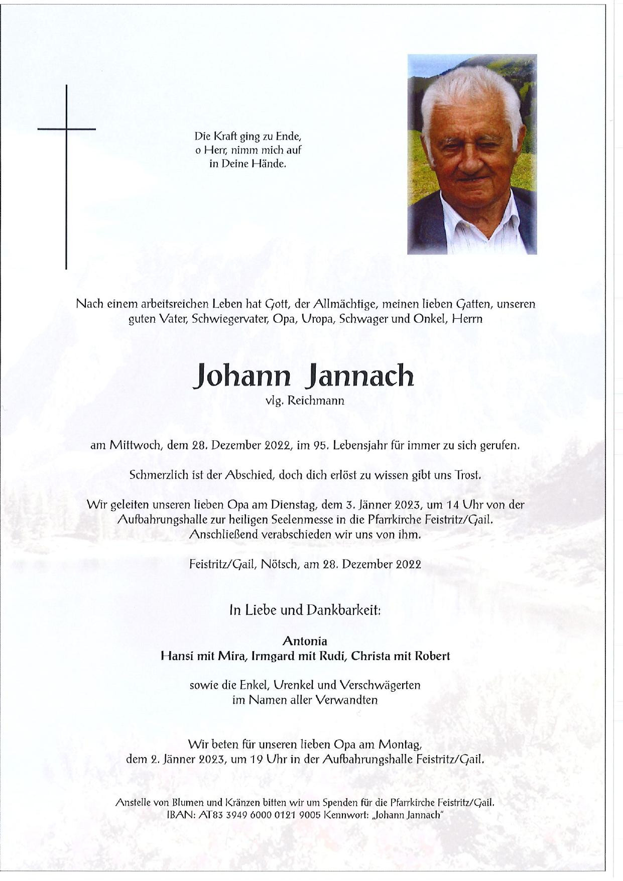 Traueranzeige von Johann Jannach