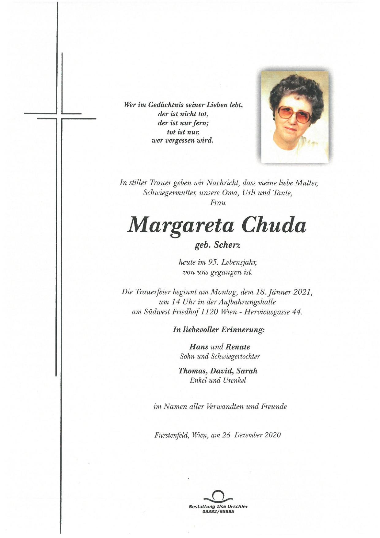 Traueranzeige von Margareta Chuda