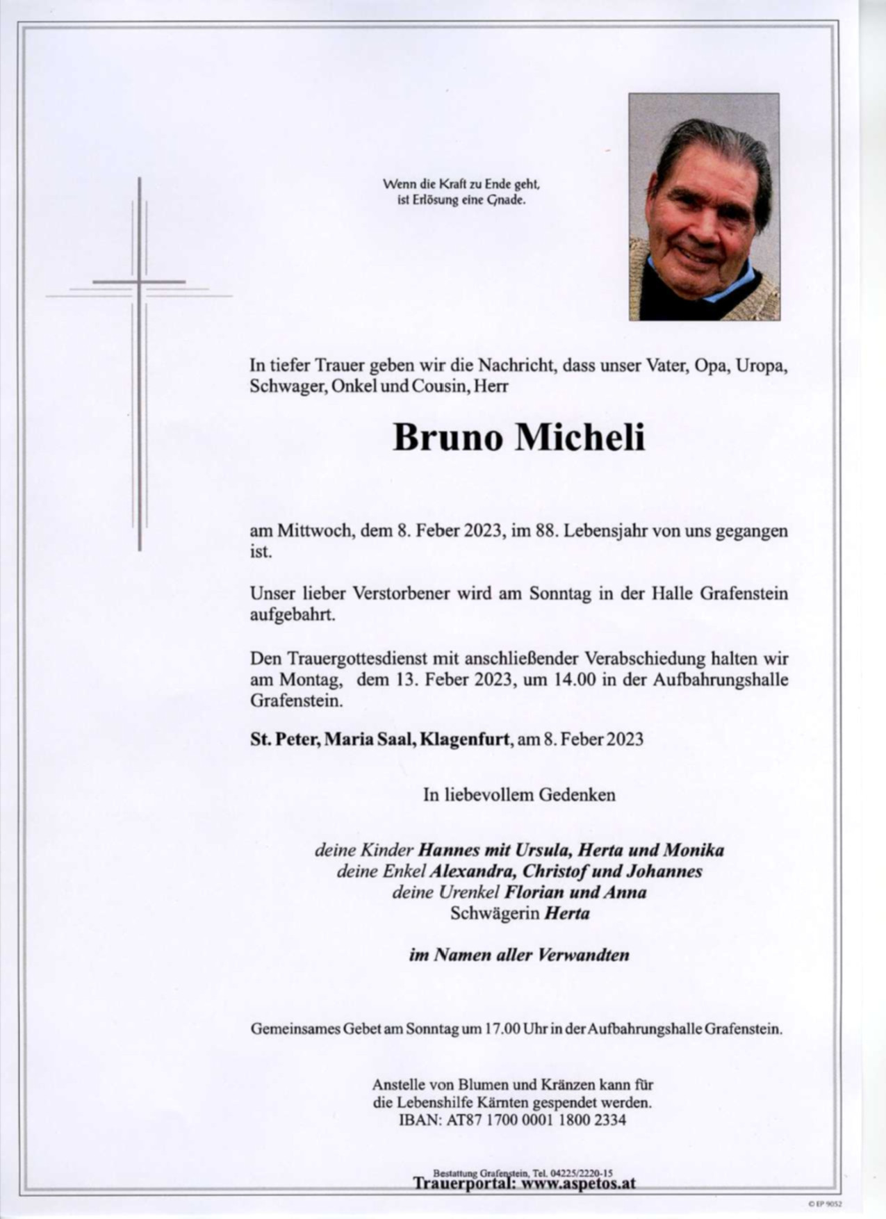 Traueranzeige von Bruno Micheli