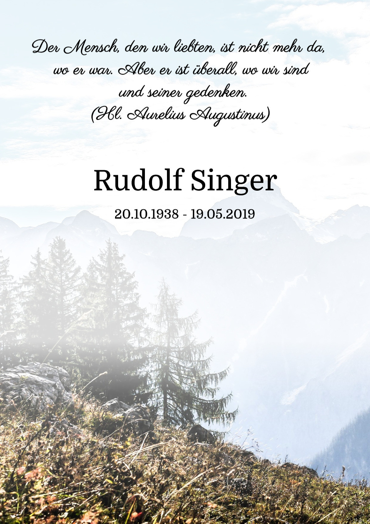 Traueranzeige von Rudolf Singer