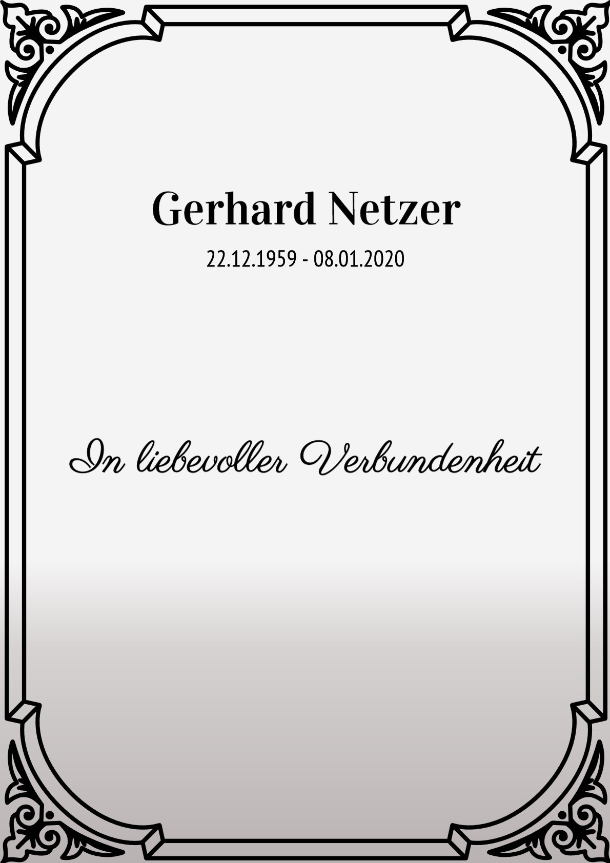 Traueranzeige von Gerhard Netzer