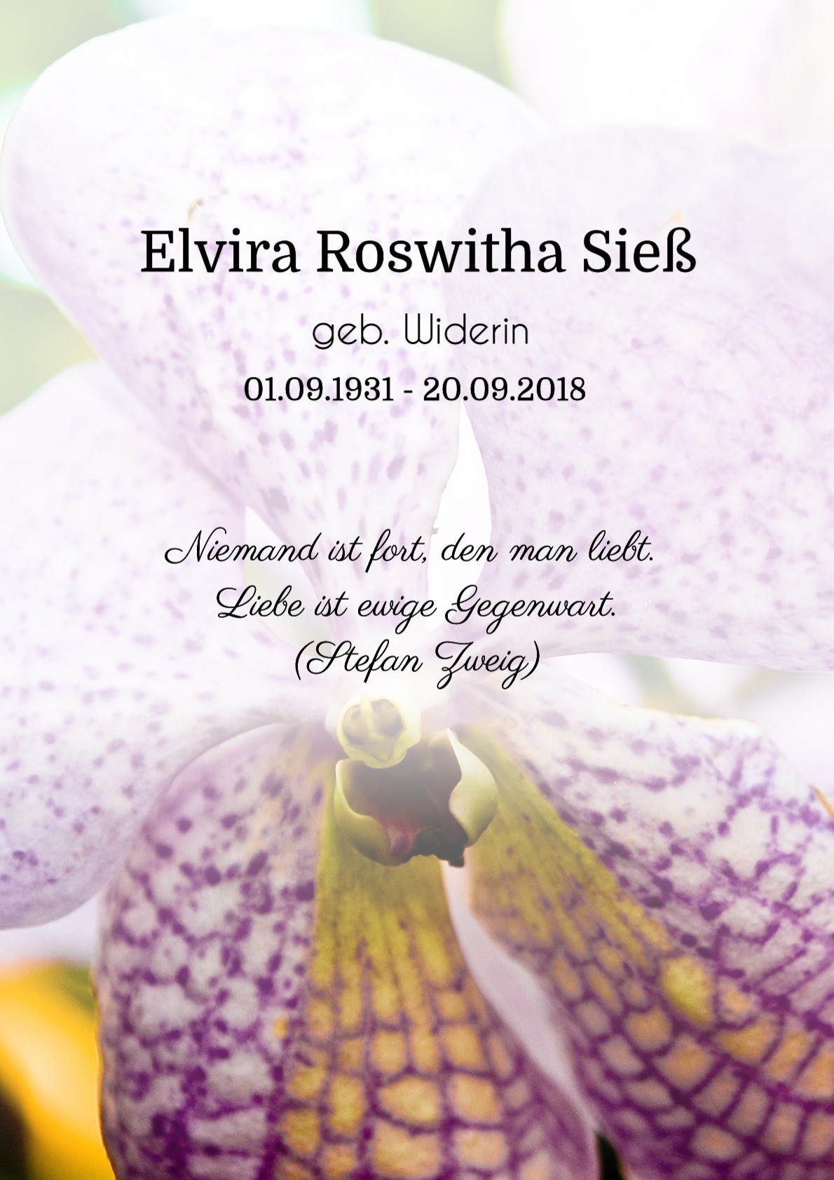 Traueranzeige von Elvira Roswitha Sieß