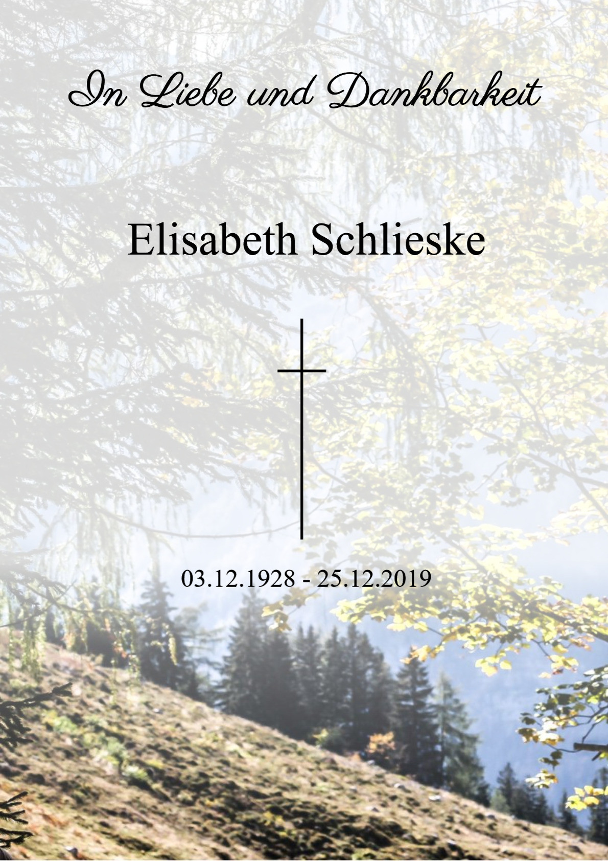 Traueranzeige von Elisabeth Schlieske