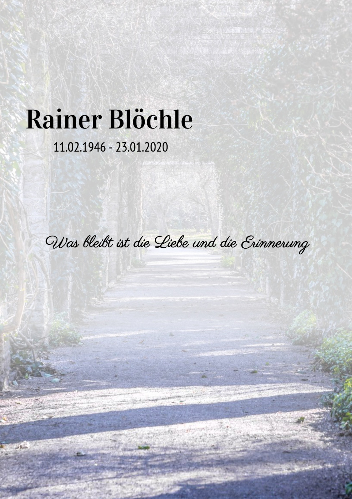 Traueranzeige von Rainer Blöchle