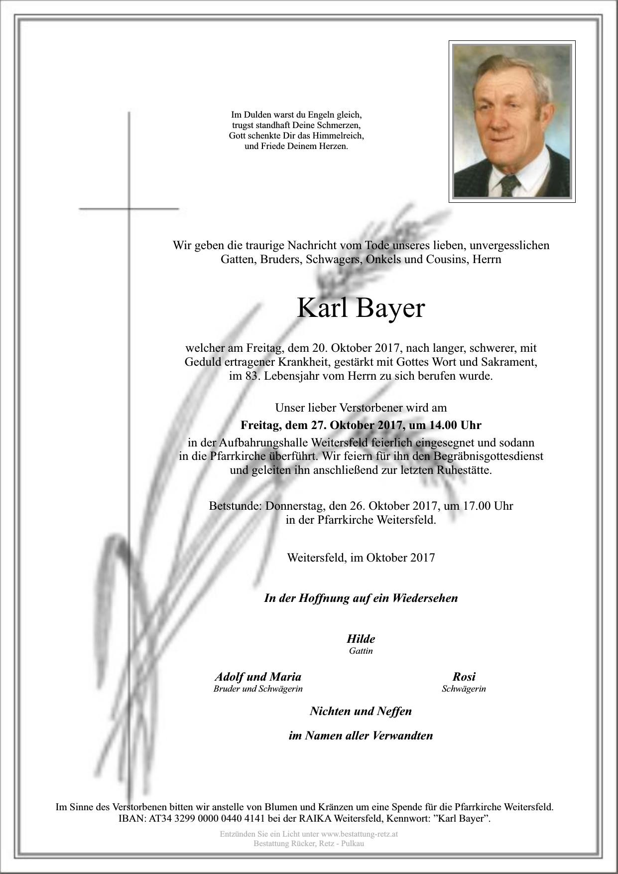 Traueranzeige von Karl Bayer