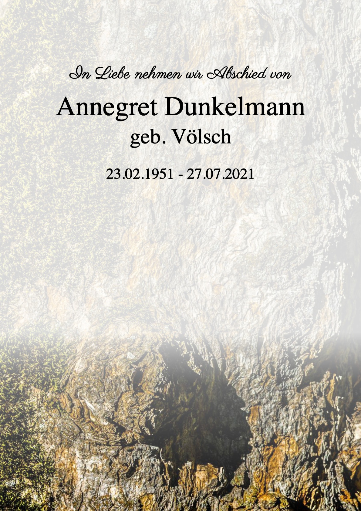 Traueranzeige von Annegret Dunkelmann