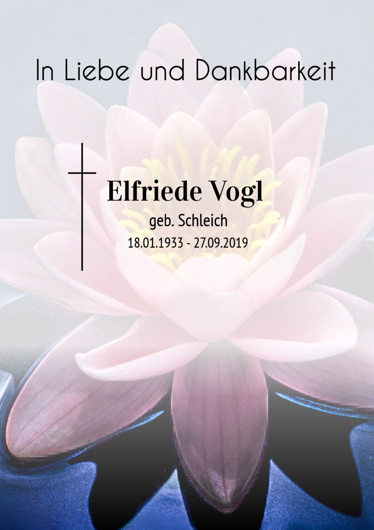 Traueranzeige von Elfriede Vogl